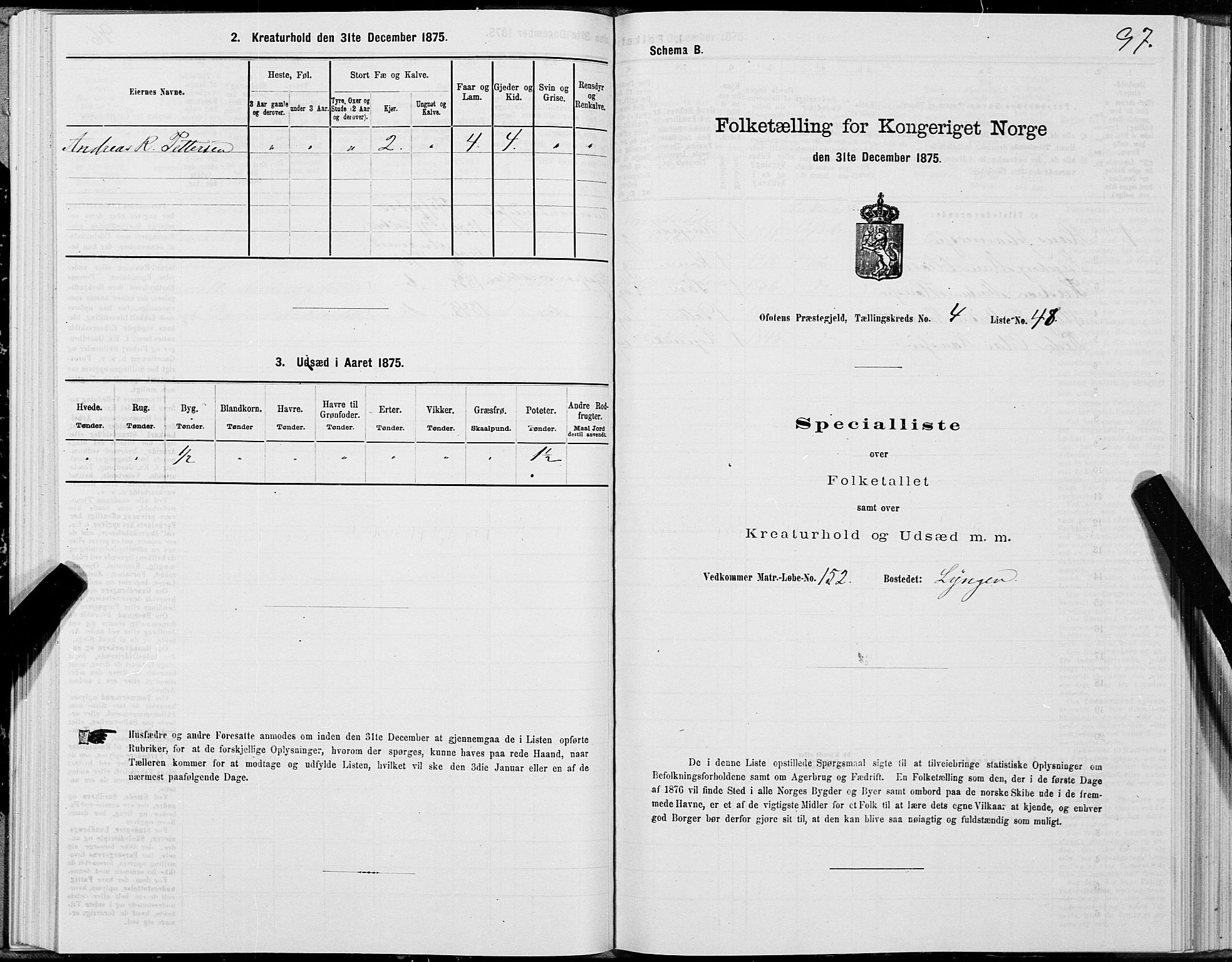 SAT, 1875 census for 1853P Ofoten, 1875, p. 3097