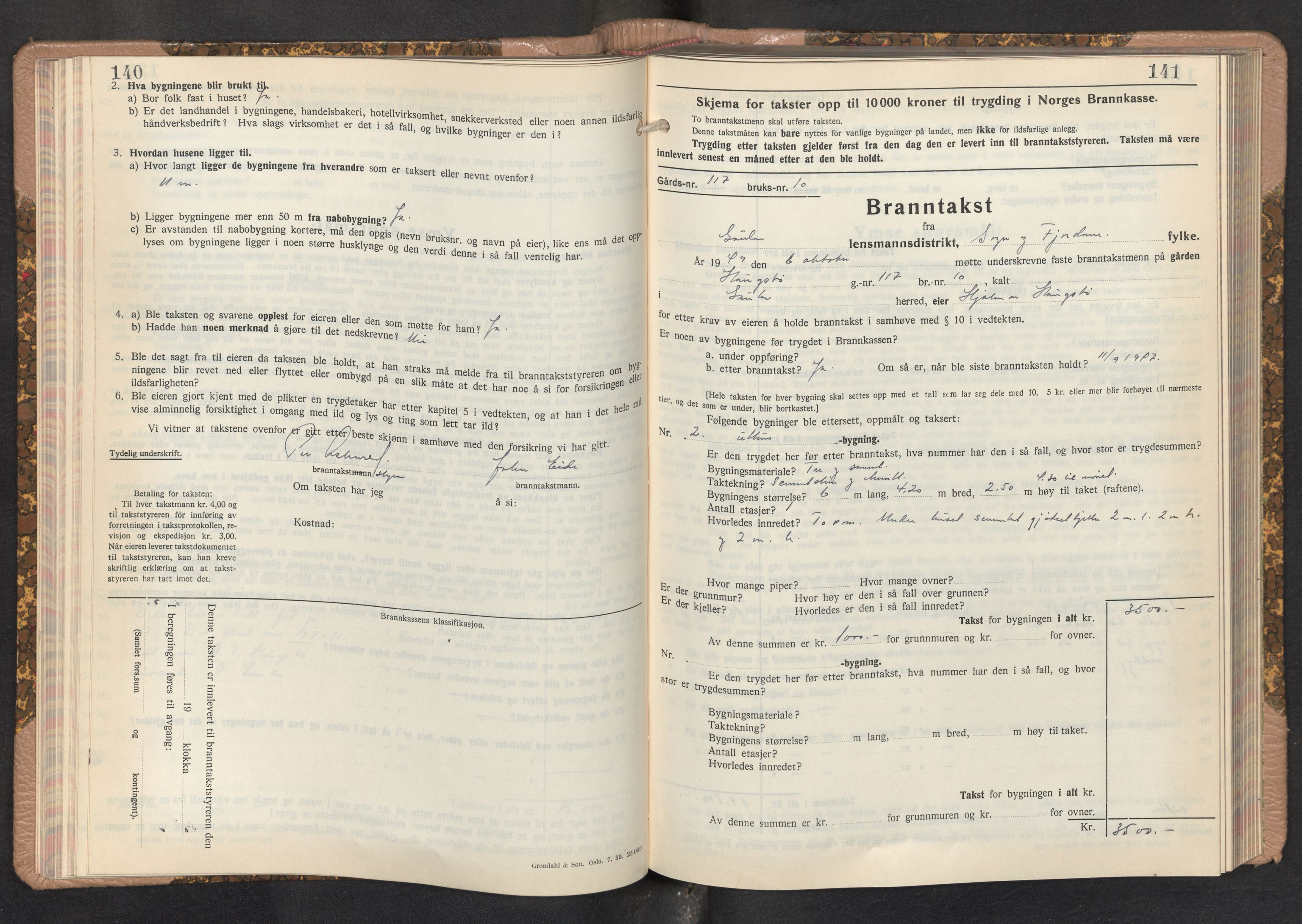 Lensmannen i Gaular, AV/SAB-A-27601/0012/L0007: Branntakstprotokoll, skjematakst, 1943-1955, p. 140-141