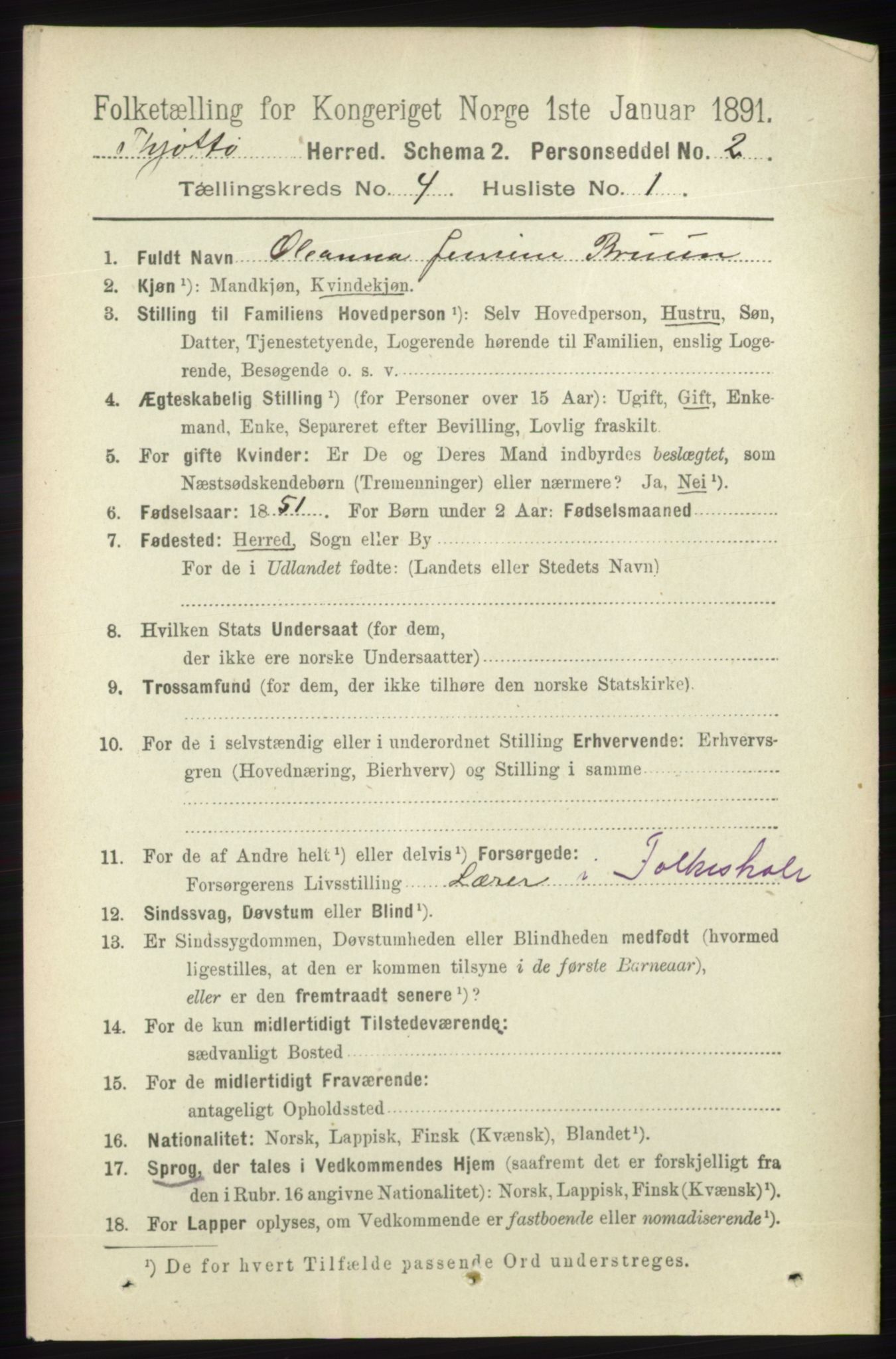 RA, 1891 census for 1817 Tjøtta, 1891, p. 1776