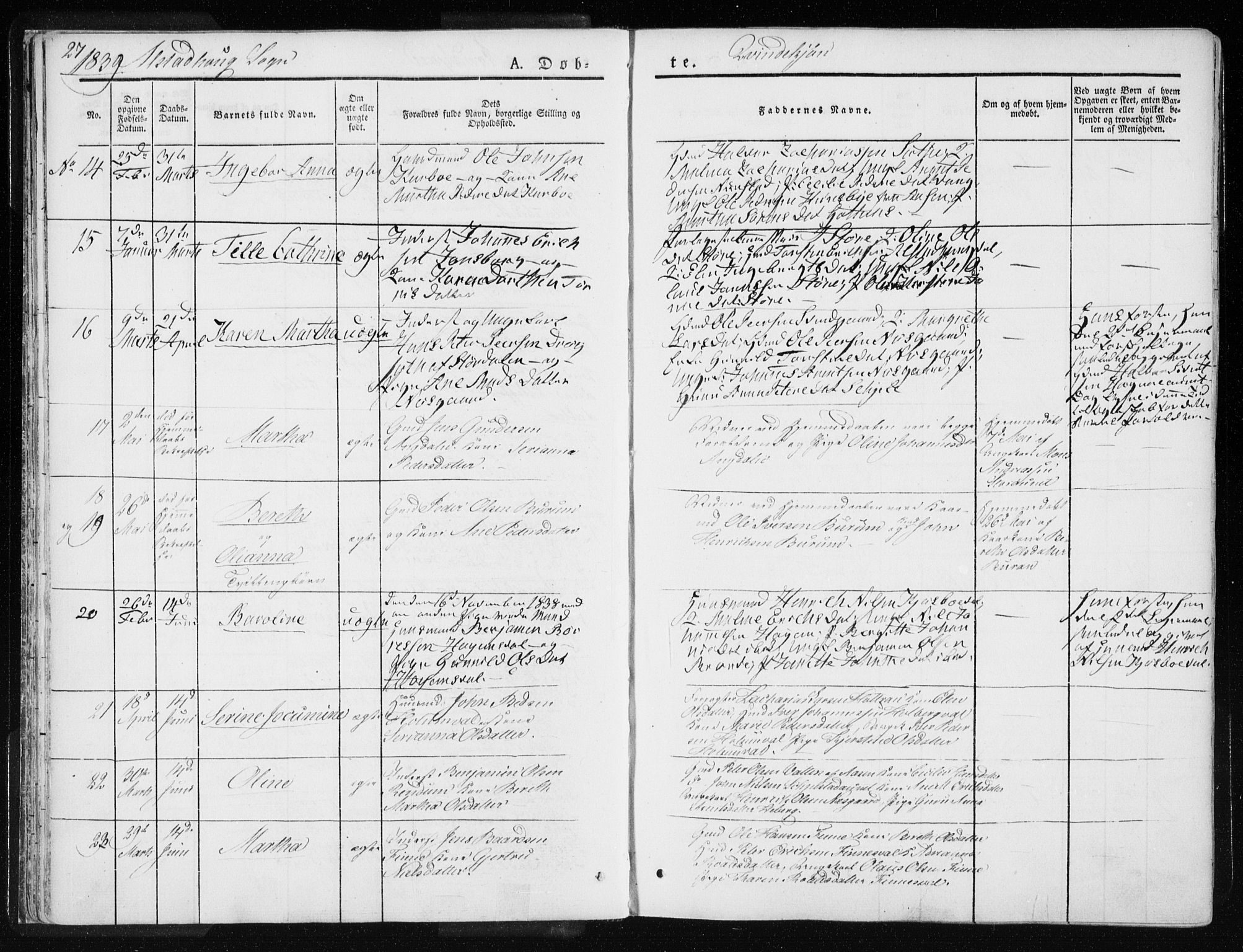 Ministerialprotokoller, klokkerbøker og fødselsregistre - Nord-Trøndelag, AV/SAT-A-1458/717/L0154: Parish register (official) no. 717A06 /1, 1836-1849, p. 27