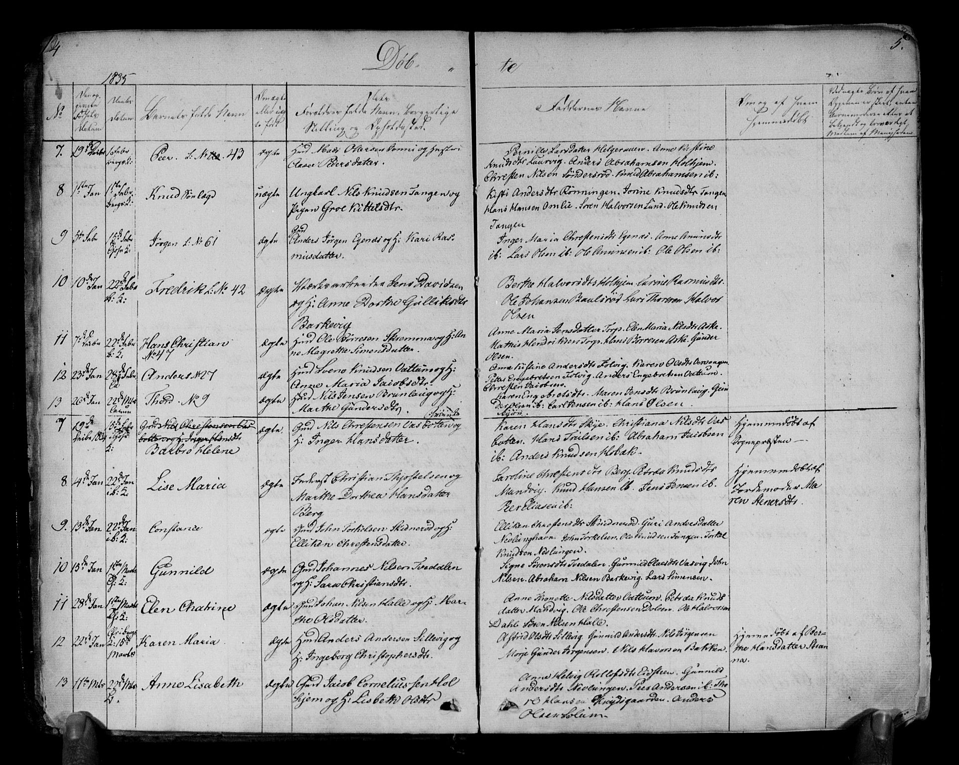 Brunlanes kirkebøker, AV/SAKO-A-342/F/Fa/L0003: Parish register (official) no. I 3, 1834-1845, p. 4-5