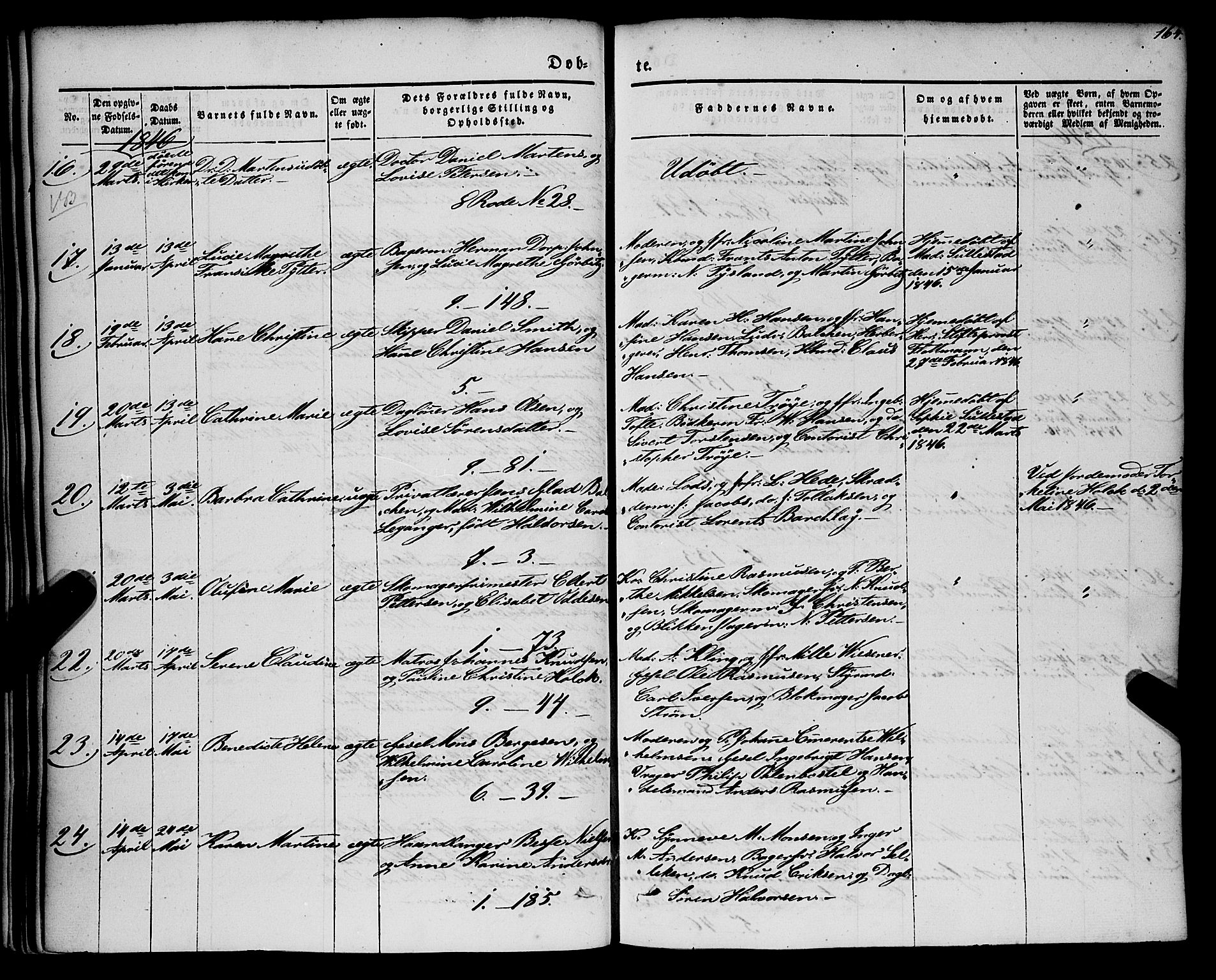 Nykirken Sokneprestembete, AV/SAB-A-77101/H/Haa/L0014: Parish register (official) no. B 1, 1844-1858, p. 164