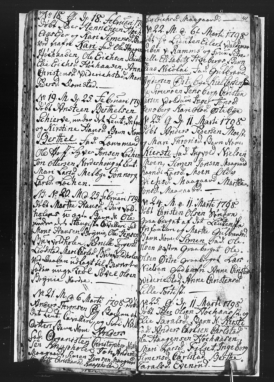 Romedal prestekontor, SAH/PREST-004/L/L0002: Parish register (copy) no. 2, 1795-1800, p. 40-41