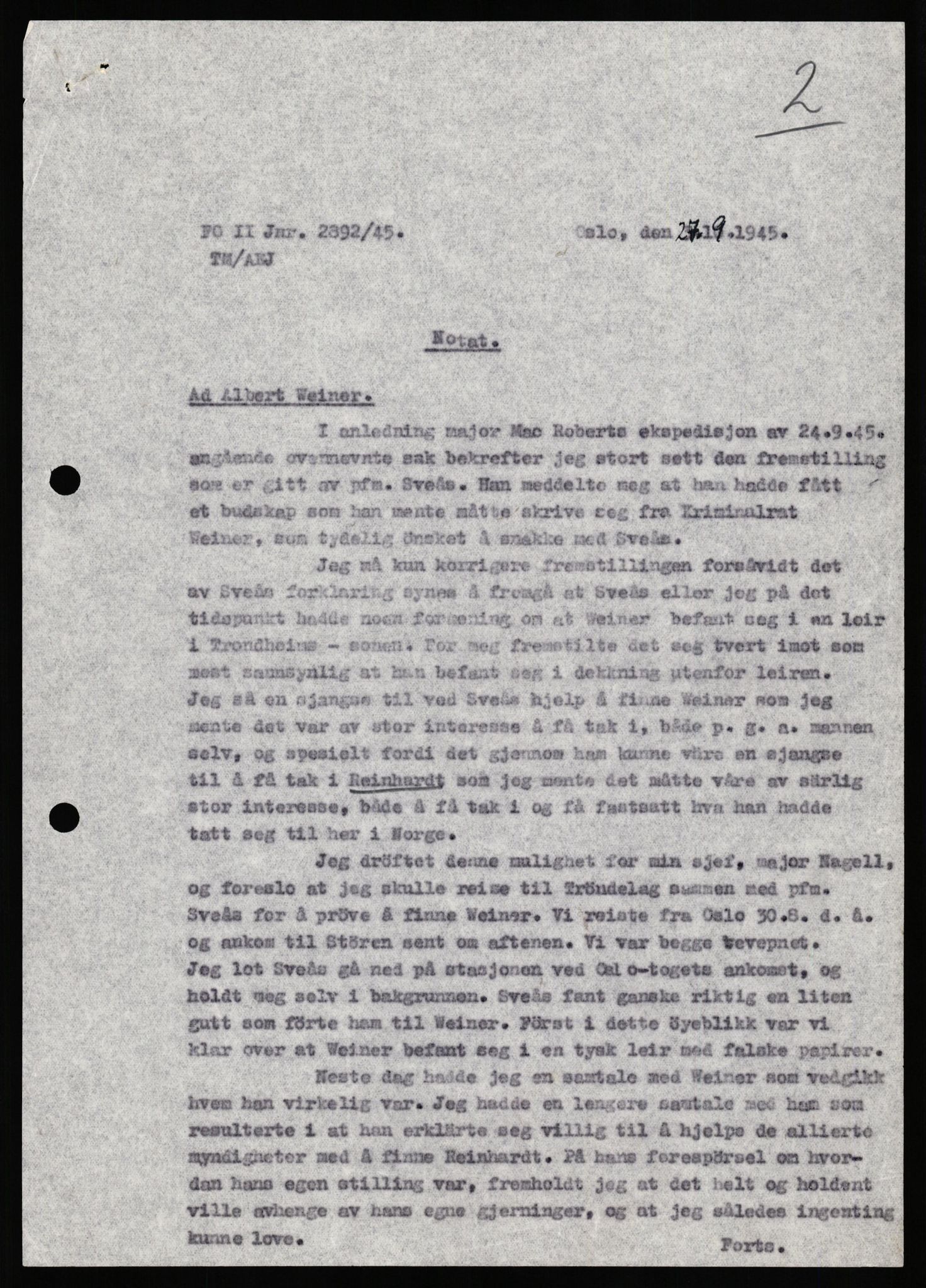 Forsvaret, Forsvarets overkommando II, AV/RA-RAFA-3915/D/Db/L0035: CI Questionaires. Tyske okkupasjonsstyrker i Norge. Tyskere., 1945-1946, p. 213