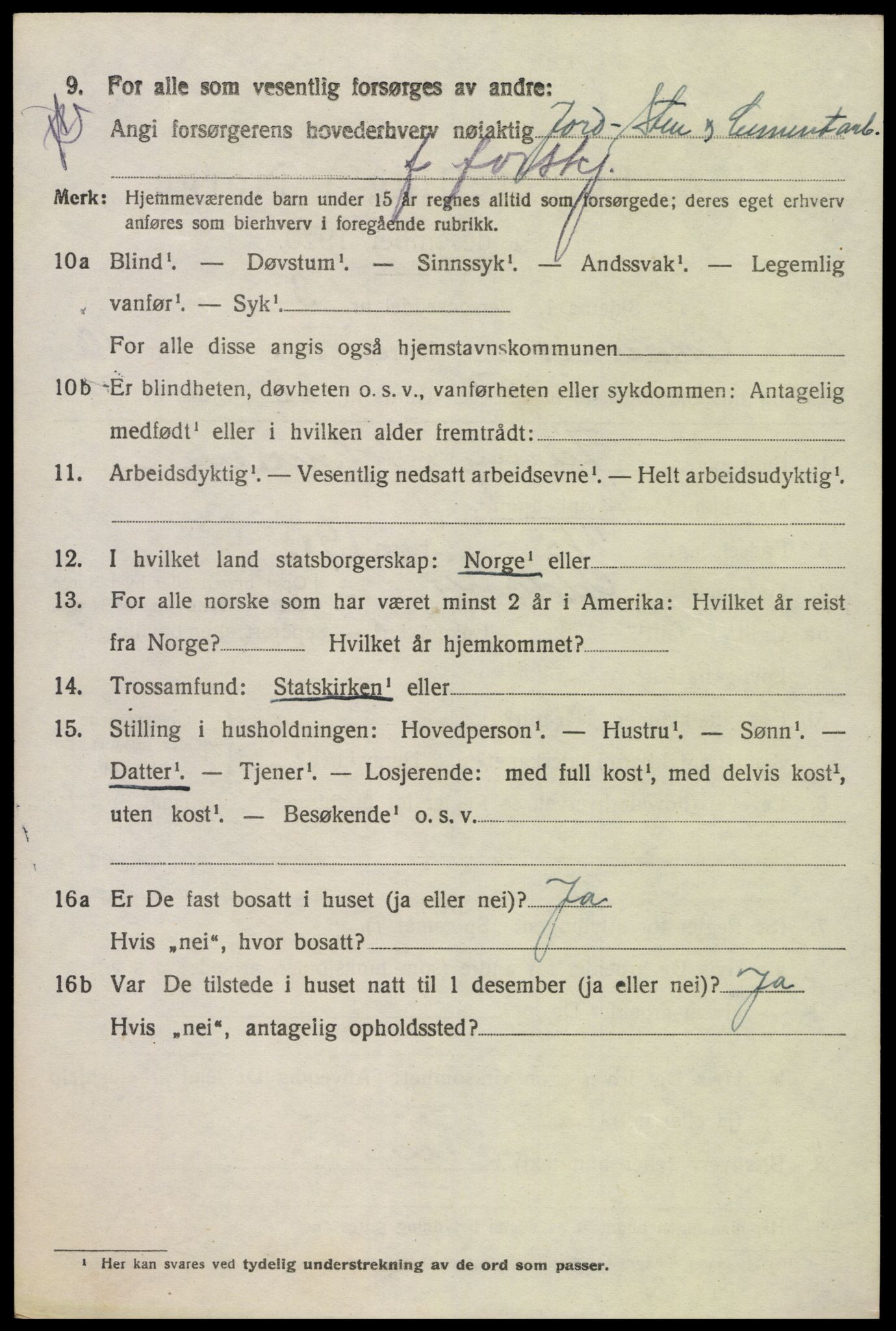 SAK, 1920 census for Oddernes, 1920, p. 7058