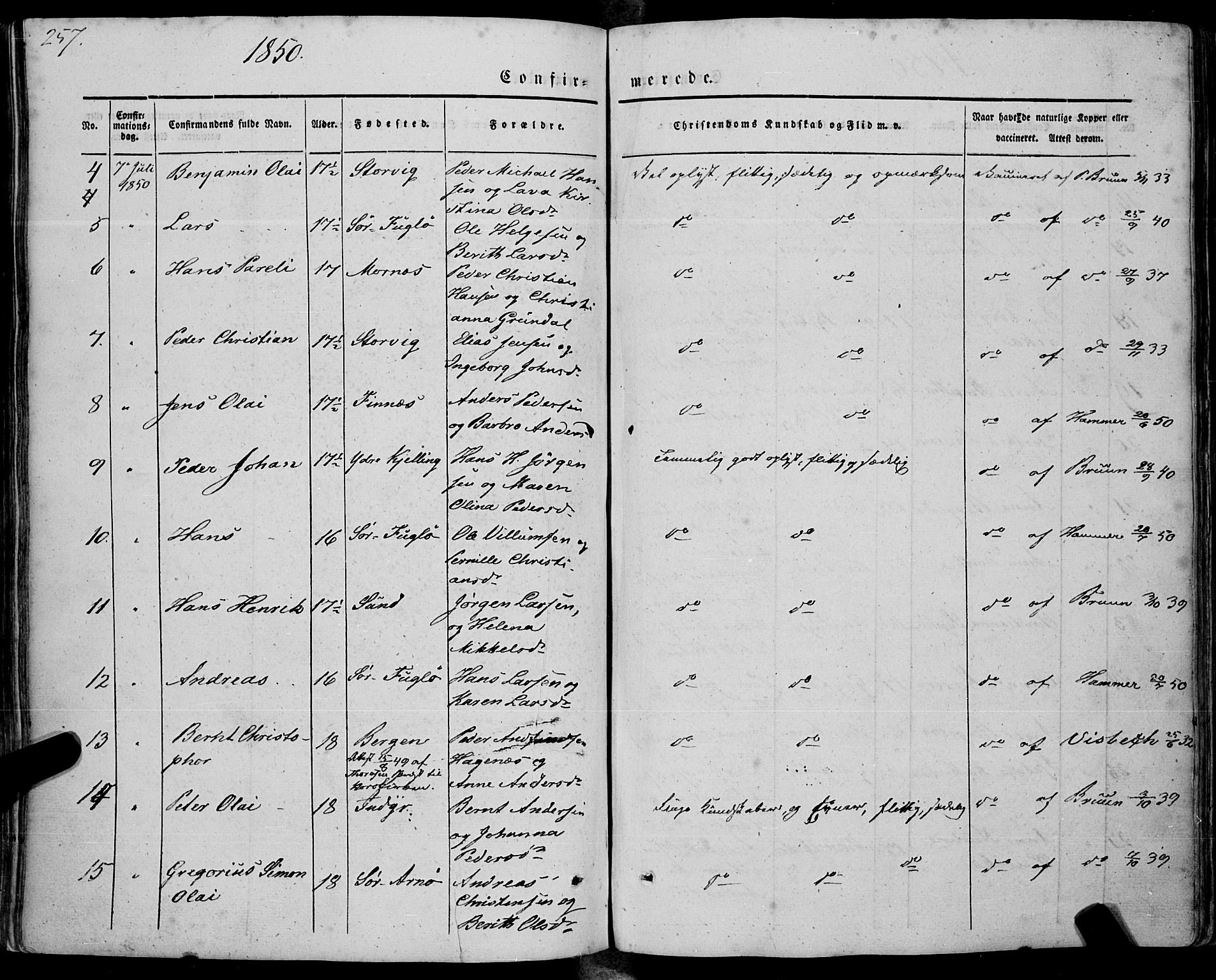 Ministerialprotokoller, klokkerbøker og fødselsregistre - Nordland, AV/SAT-A-1459/805/L0097: Parish register (official) no. 805A04, 1837-1861, p. 257