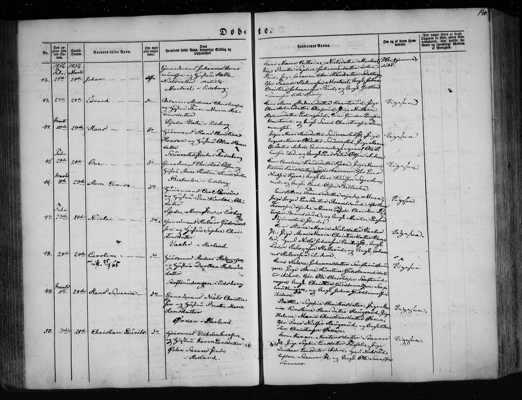 Eidsberg prestekontor Kirkebøker, AV/SAO-A-10905/F/Fa/L0009: Parish register (official) no. I 9, 1849-1856, p. 146