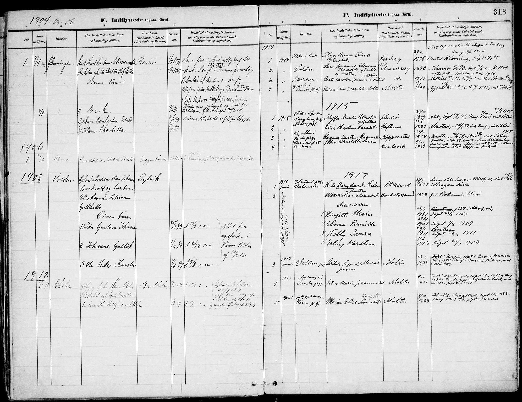 Ministerialprotokoller, klokkerbøker og fødselsregistre - Møre og Romsdal, SAT/A-1454/507/L0075: Parish register (official) no. 507A10, 1901-1920, p. 318