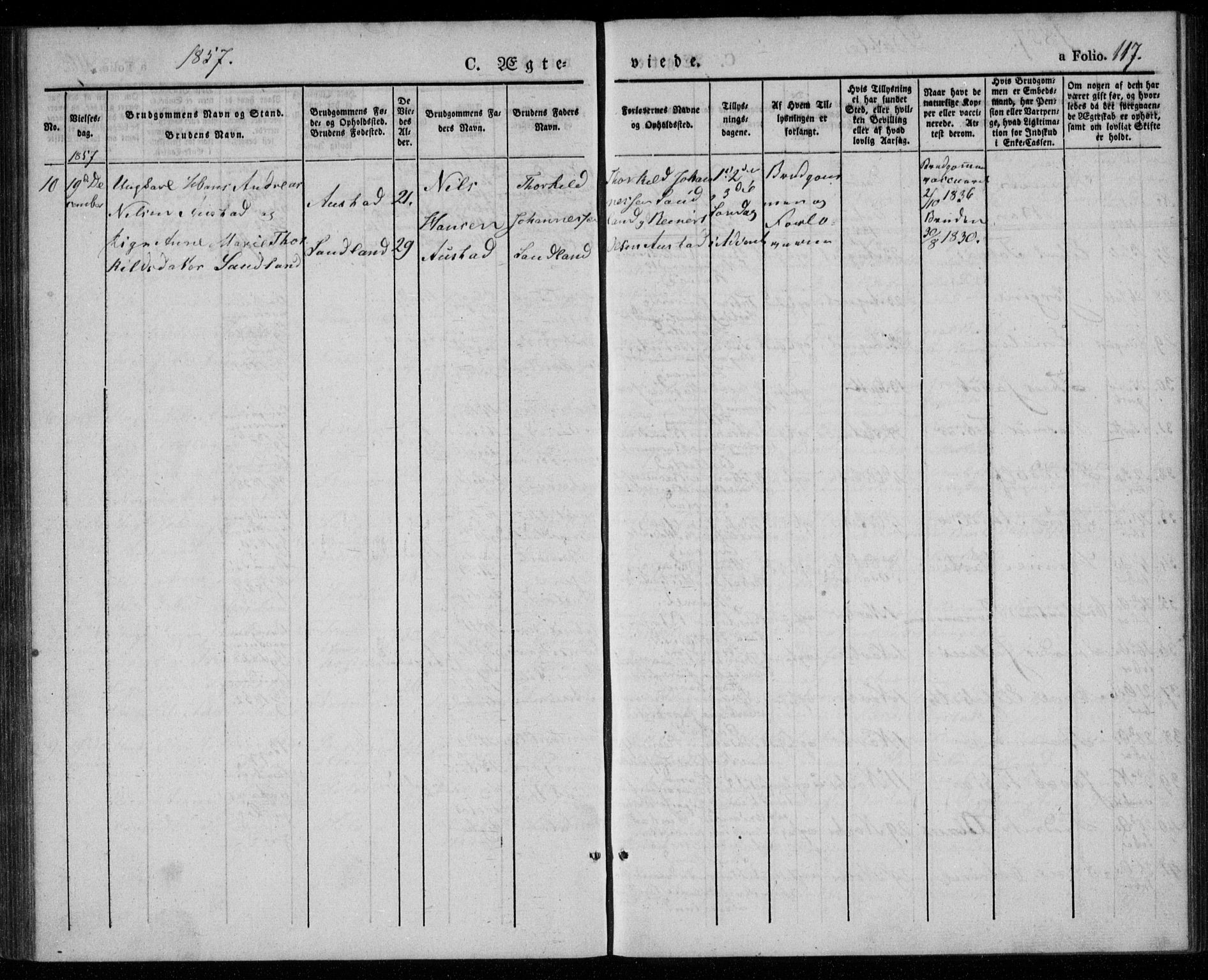Lyngdal sokneprestkontor, SAK/1111-0029/F/Fa/Faa/L0001: Parish register (official) no. A 1, 1837-1857, p. 117