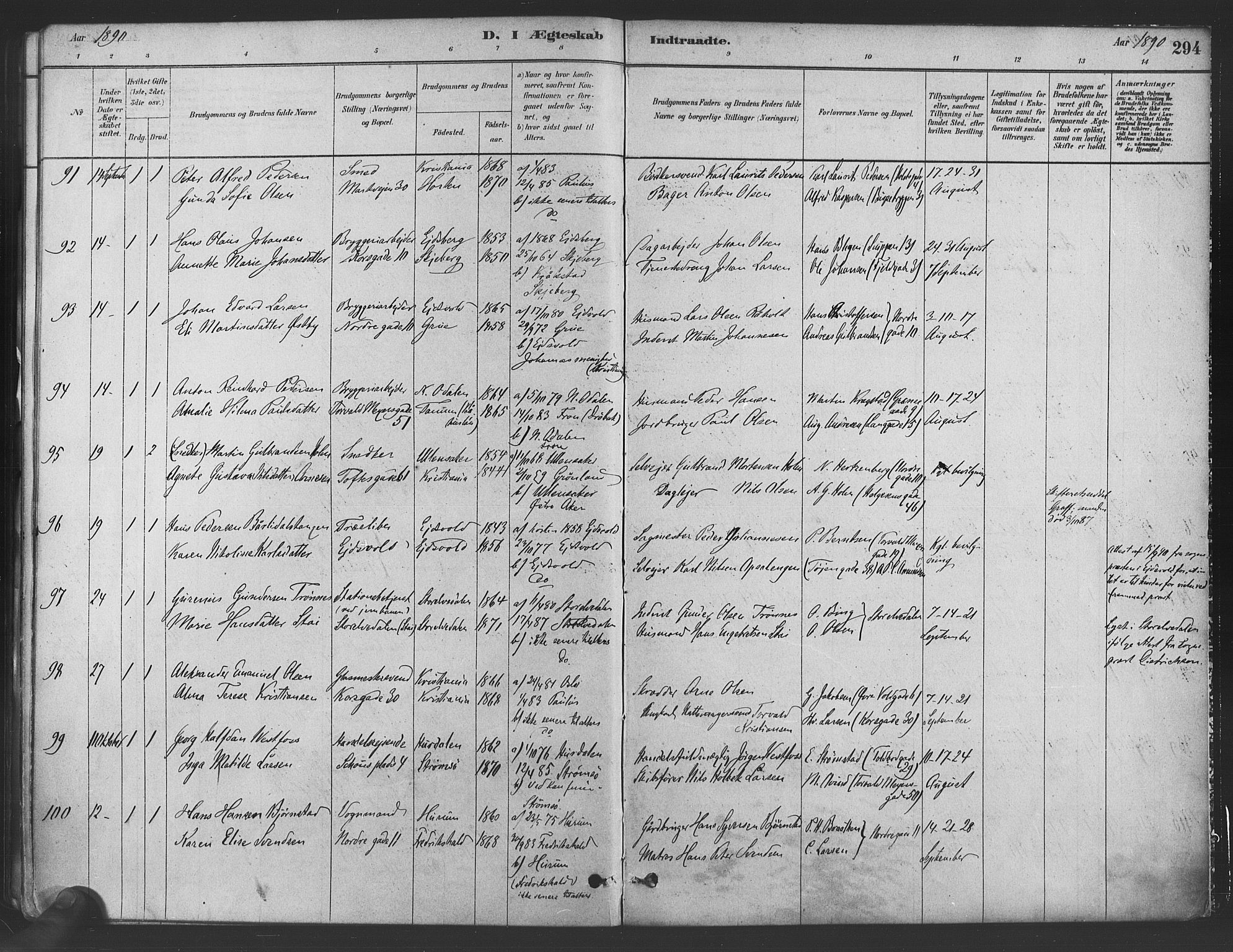 Paulus prestekontor Kirkebøker, AV/SAO-A-10871/F/Fa/L0004: Parish register (official) no. 4, 1879-1891, p. 294