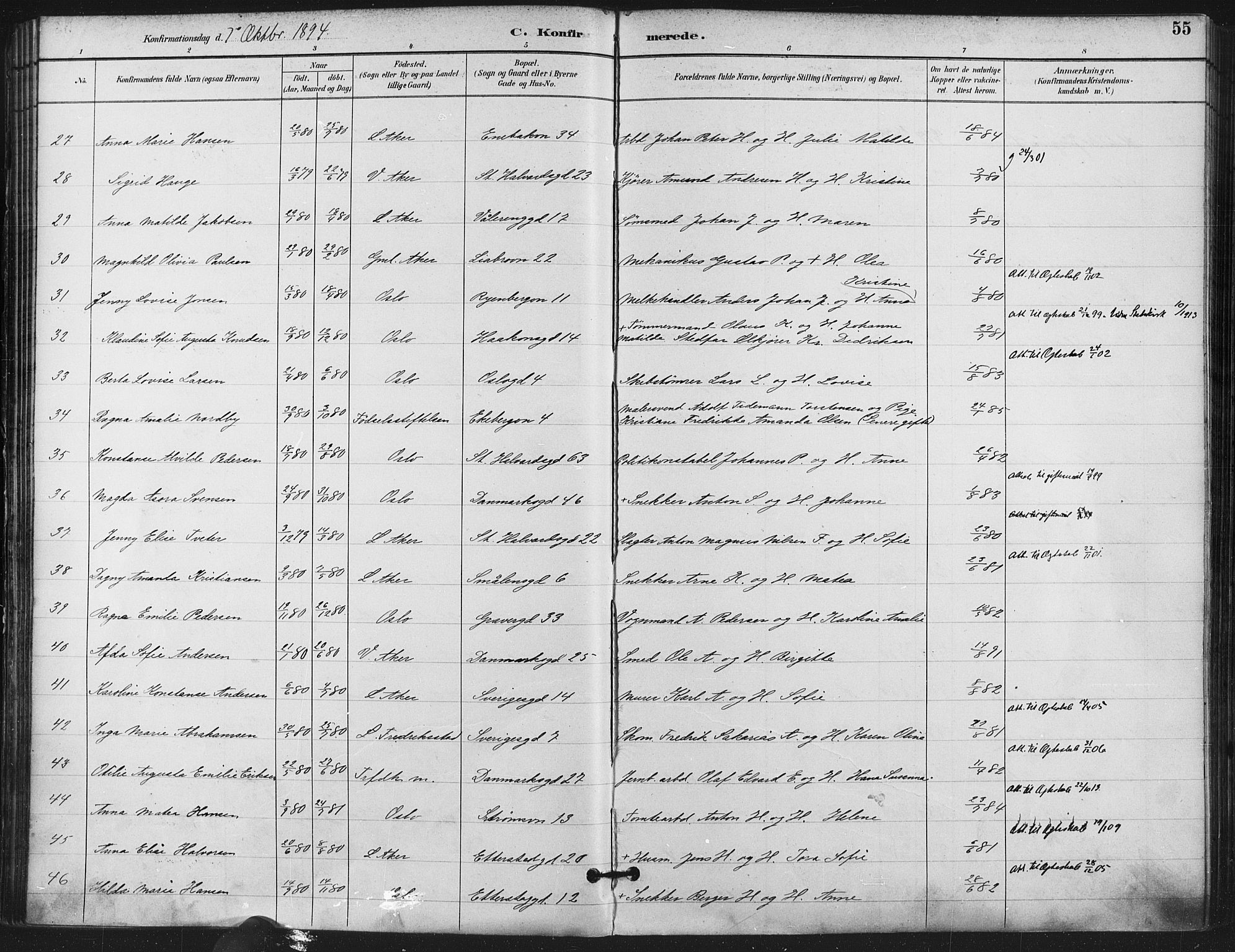 Gamlebyen prestekontor Kirkebøker, AV/SAO-A-10884/F/Fa/L0008: Parish register (official) no. 8, 1891-1908, p. 55