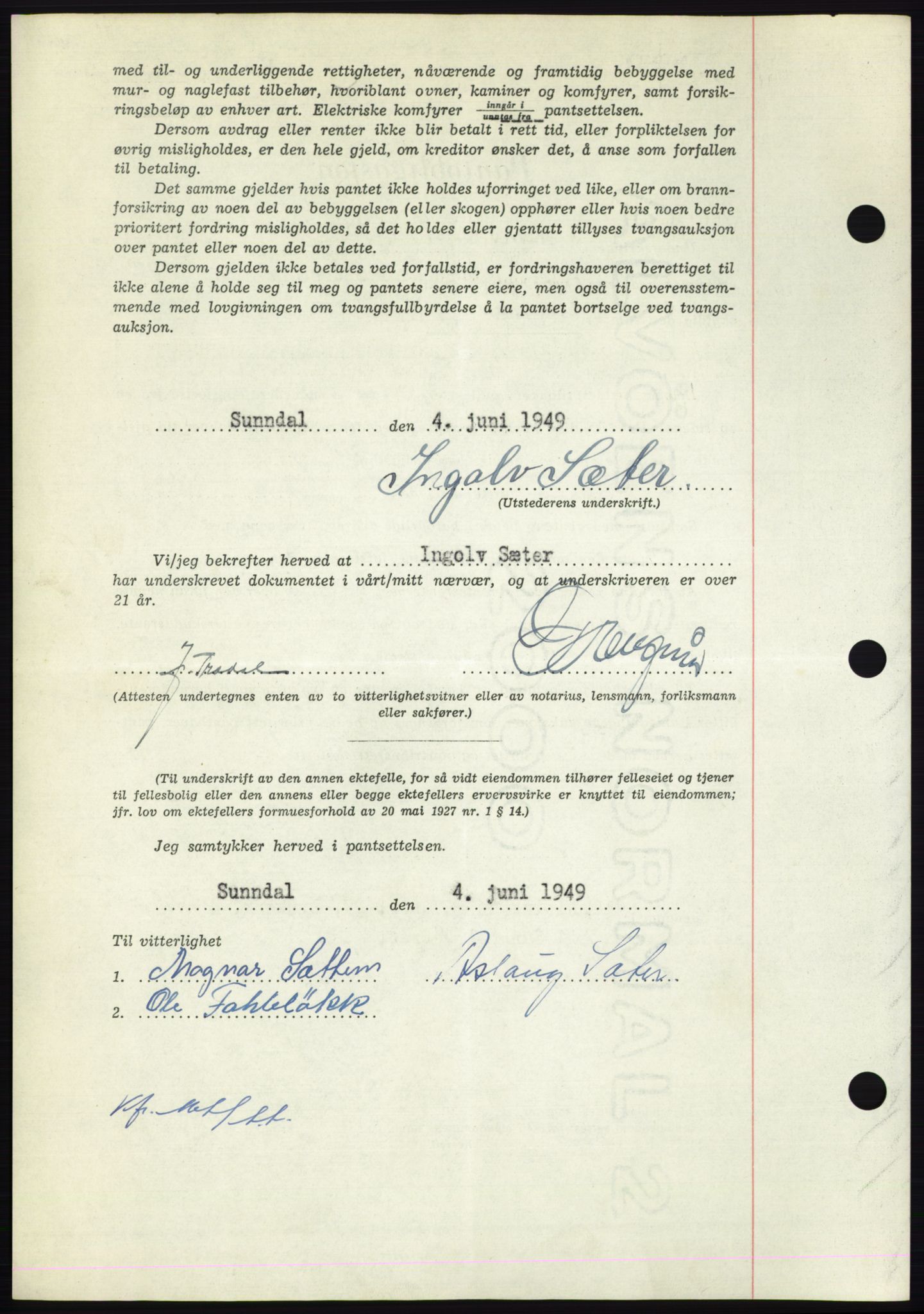 Nordmøre sorenskriveri, AV/SAT-A-4132/1/2/2Ca: Mortgage book no. B101, 1949-1949, Diary no: : 1543/1949