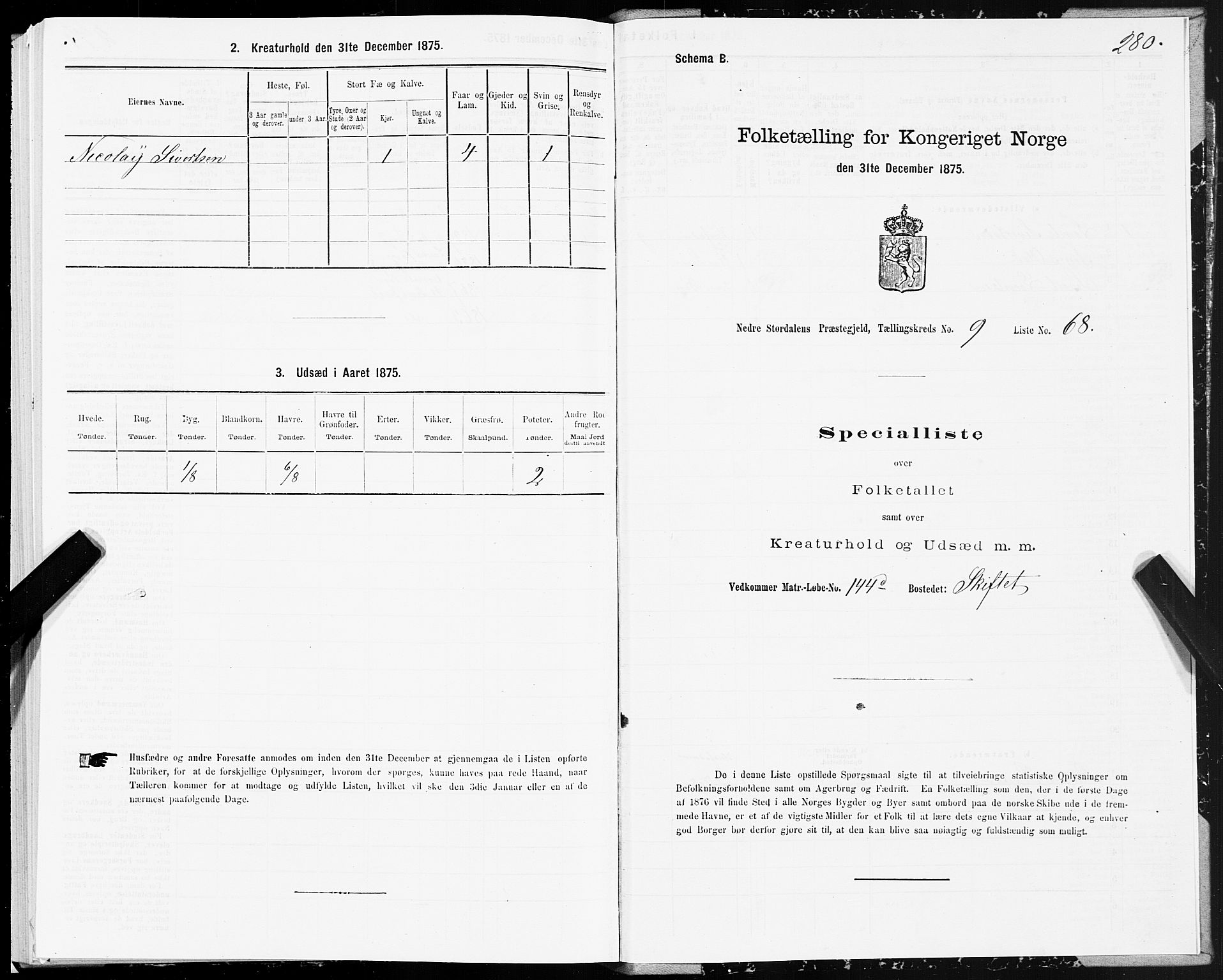 SAT, 1875 census for 1714P Nedre Stjørdal, 1875, p. 4280