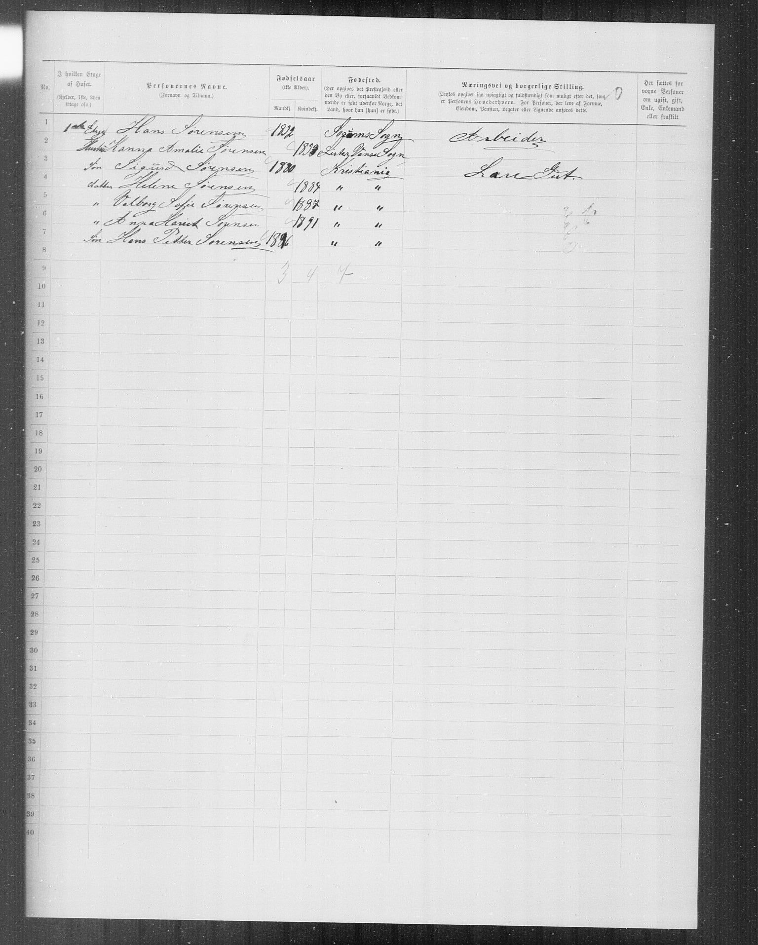 OBA, Municipal Census 1899 for Kristiania, 1899, p. 9708