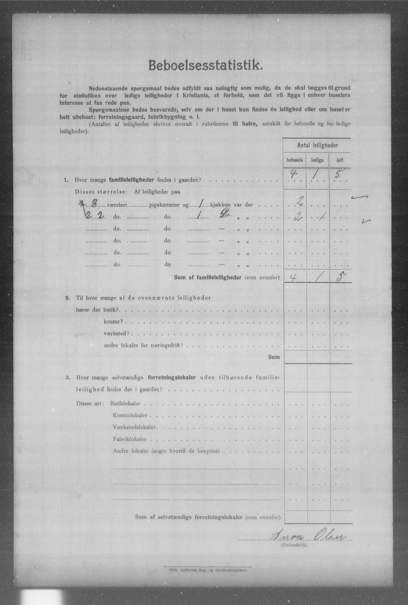 OBA, Municipal Census 1904 for Kristiania, 1904, p. 1120