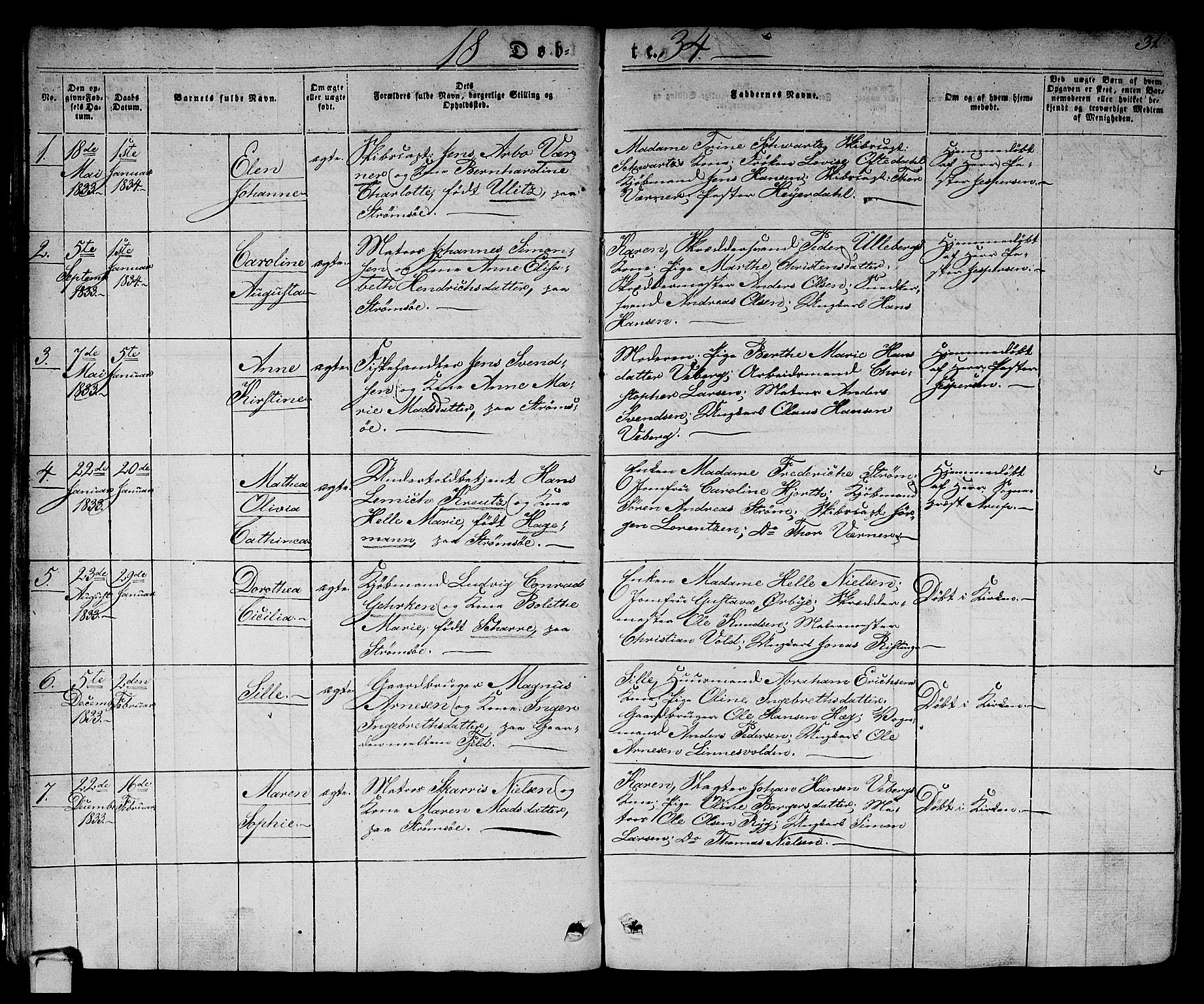 Strømsø kirkebøker, AV/SAKO-A-246/F/Fa/L0012: Parish register (official) no. I 12, 1830-1847, p. 31