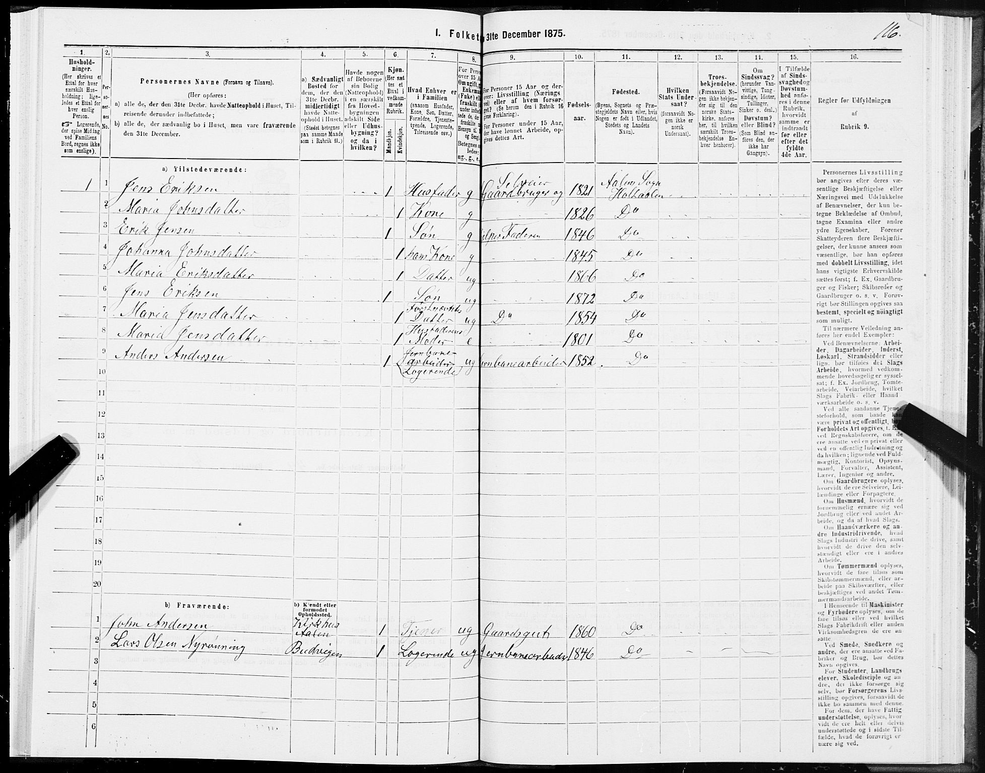 SAT, 1875 census for 1645P Haltdalen, 1875, p. 4116