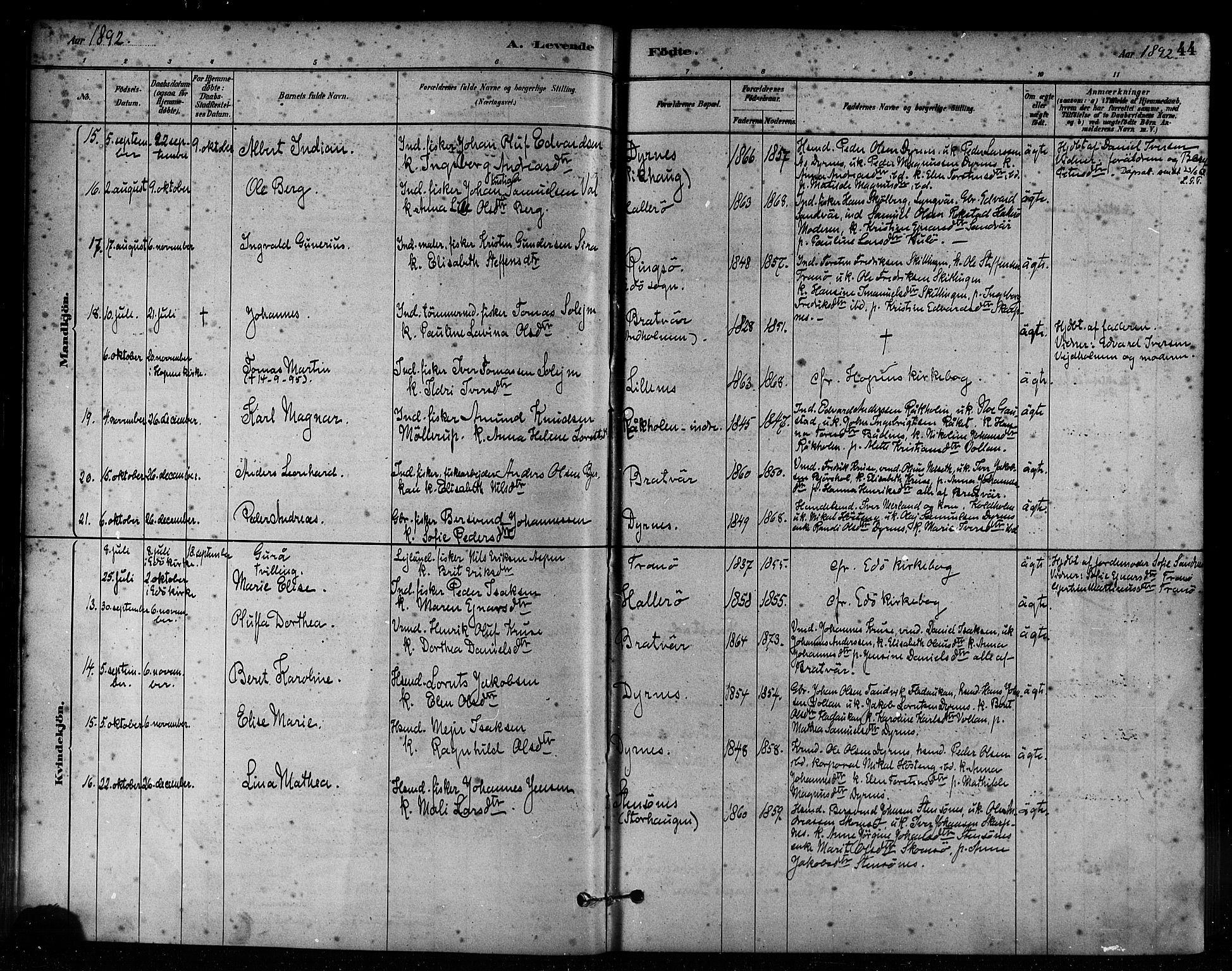 Ministerialprotokoller, klokkerbøker og fødselsregistre - Møre og Romsdal, AV/SAT-A-1454/582/L0947: Parish register (official) no. 582A01, 1880-1900, p. 44