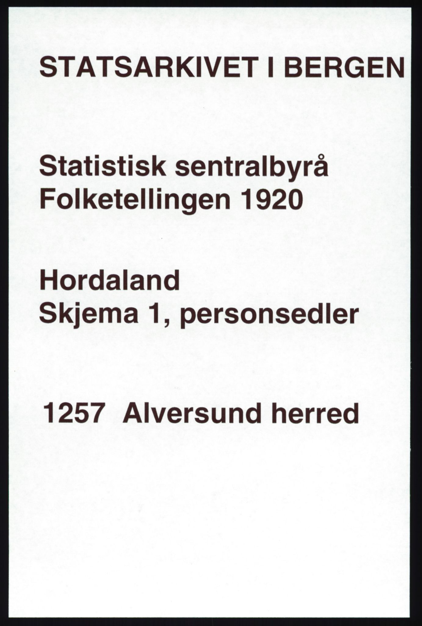 SAB, 1920 census for Alversund, 1920, p. 1152