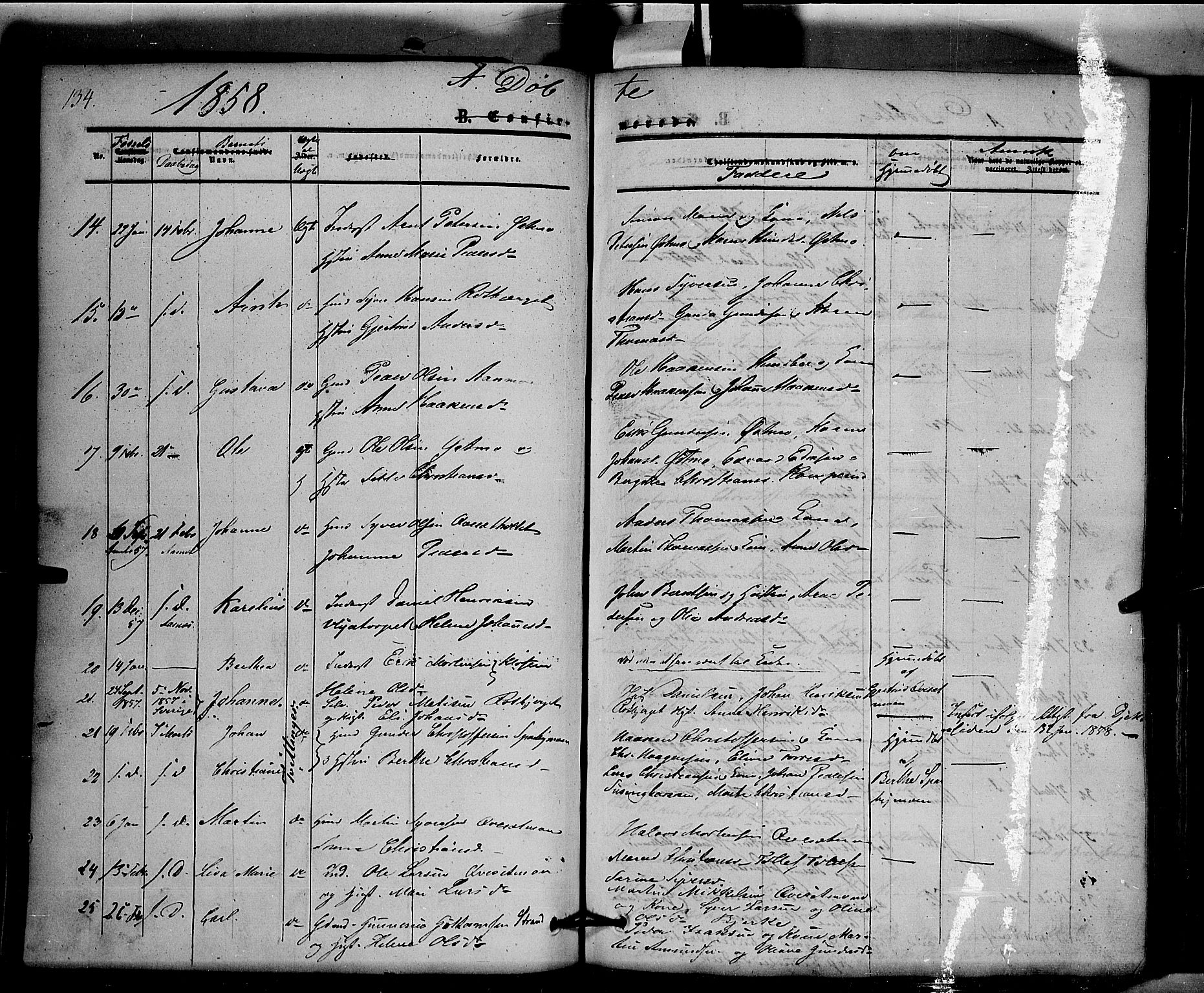 Hof prestekontor, AV/SAH-PREST-038/H/Ha/Haa/L0008: Parish register (official) no. 8, 1849-1861, p. 134