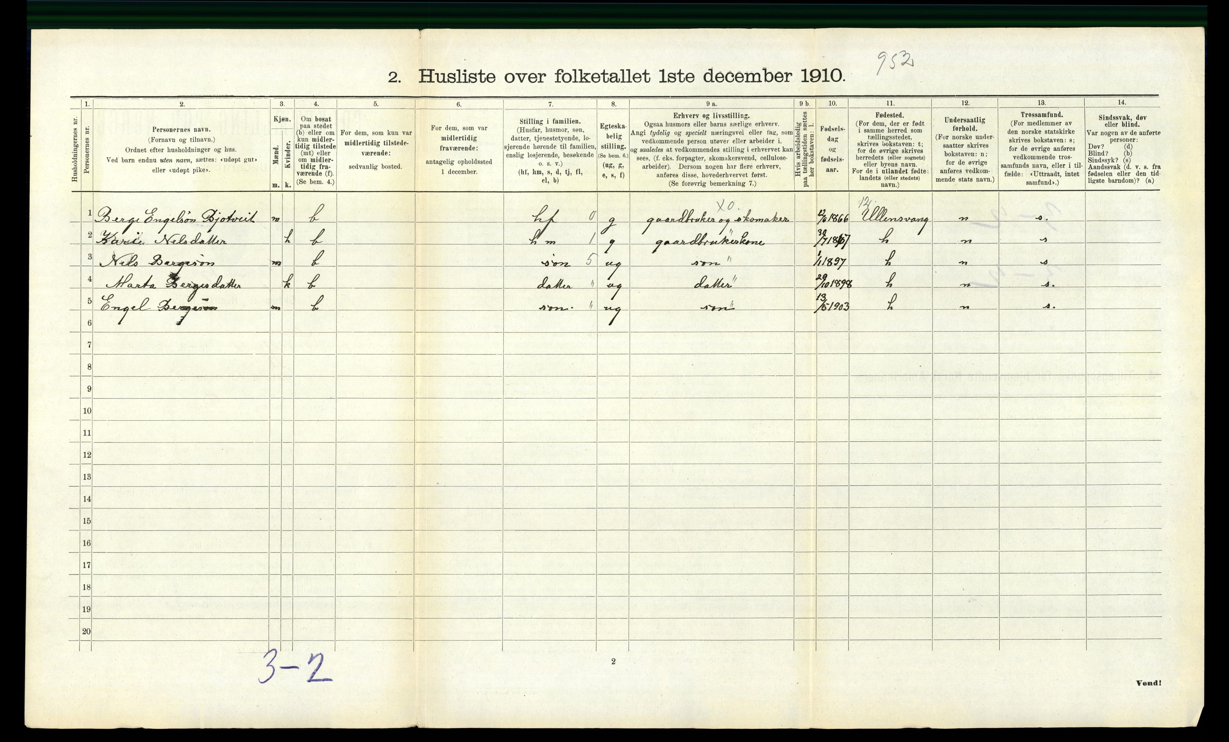 RA, 1910 census for Eidfjord, 1910, p. 234