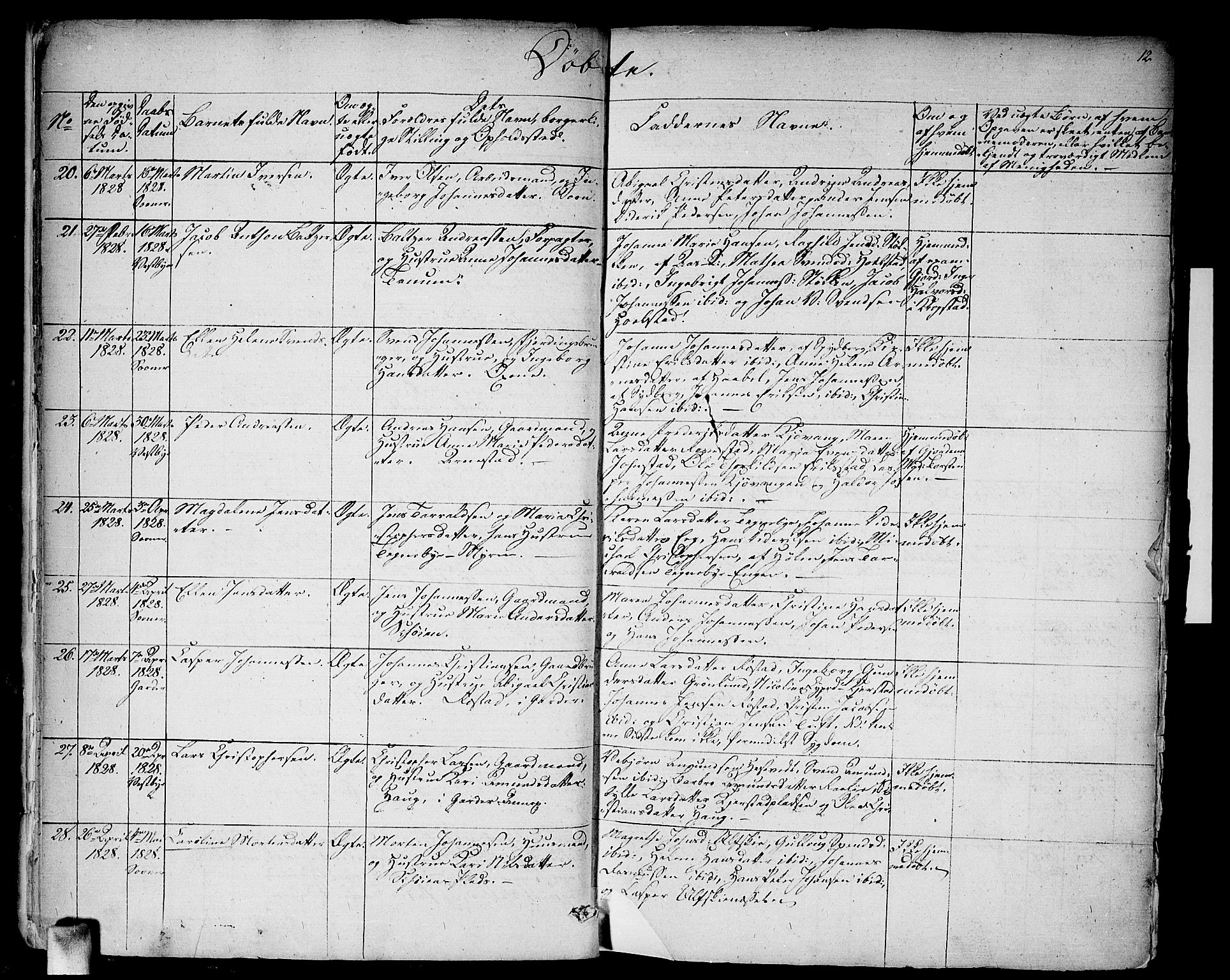 Vestby prestekontor Kirkebøker, AV/SAO-A-10893/F/Fa/L0006: Parish register (official) no. I 6, 1827-1849, p. 12