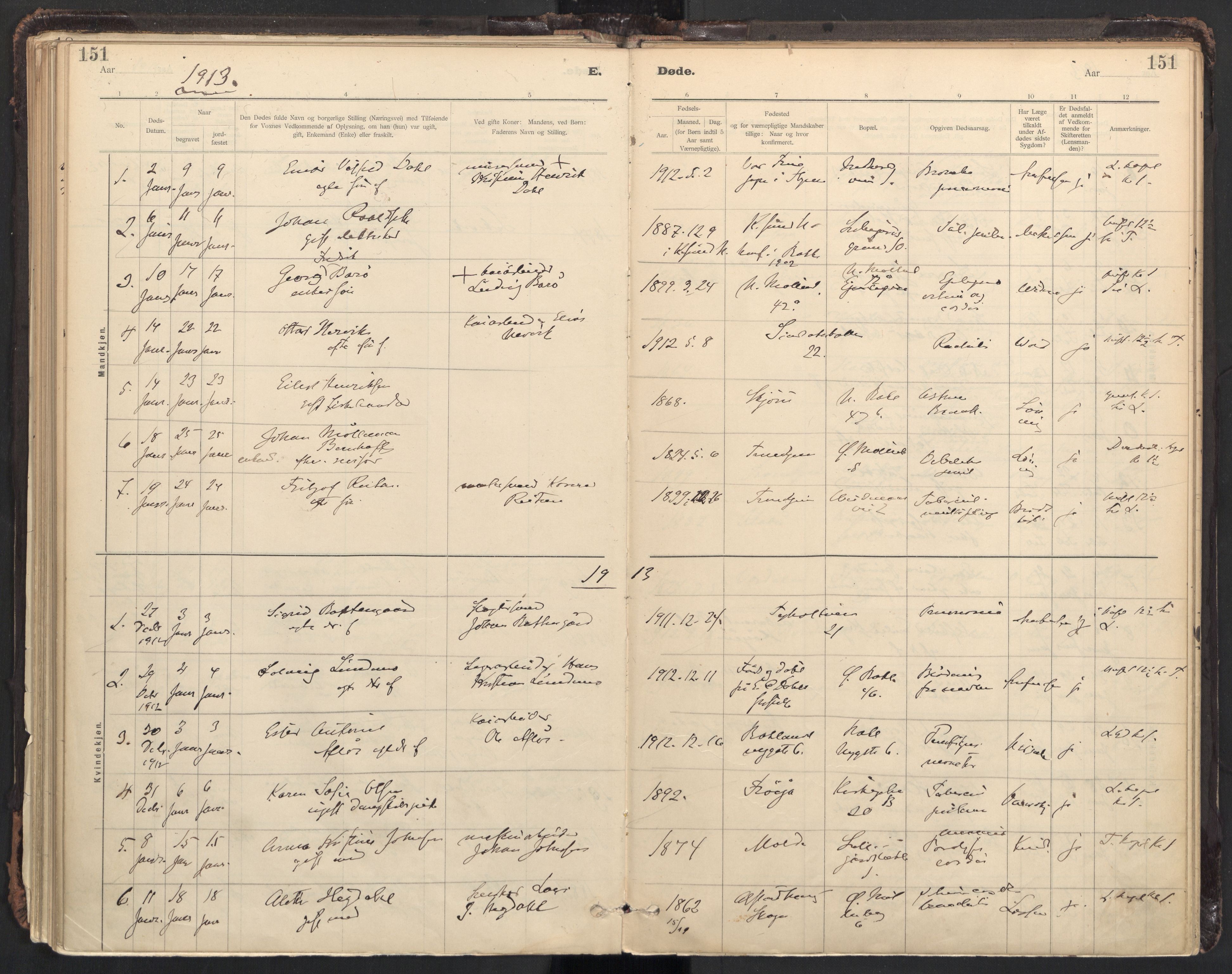 Ministerialprotokoller, klokkerbøker og fødselsregistre - Sør-Trøndelag, SAT/A-1456/604/L0204: Parish register (official) no. 604A24, 1911-1920, p. 151