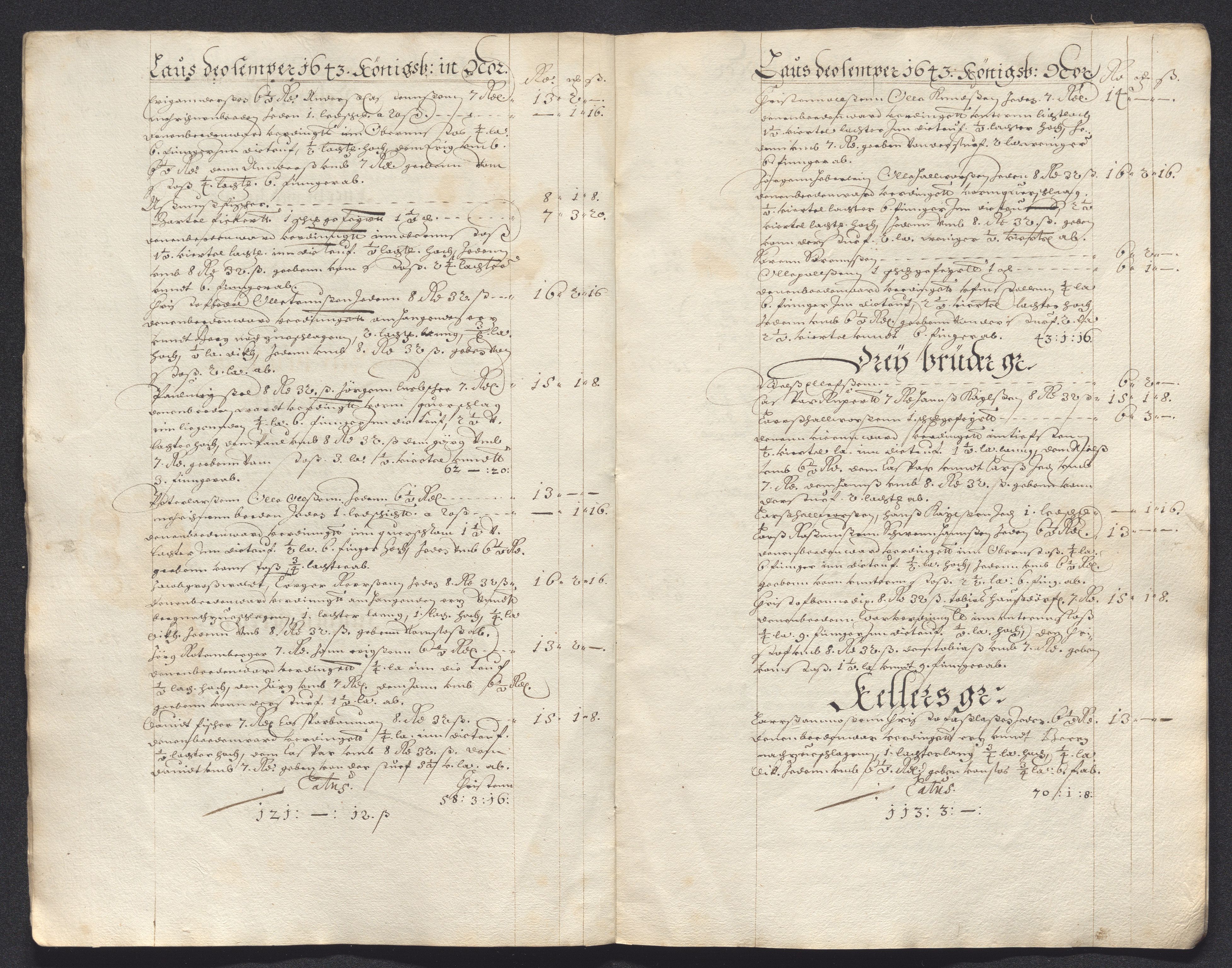 Kongsberg Sølvverk 1623-1816, AV/SAKO-EA-3135/001/D/Dc/Dcd/L0020: Utgiftsregnskap for gruver m.m., 1643-1645, p. 42
