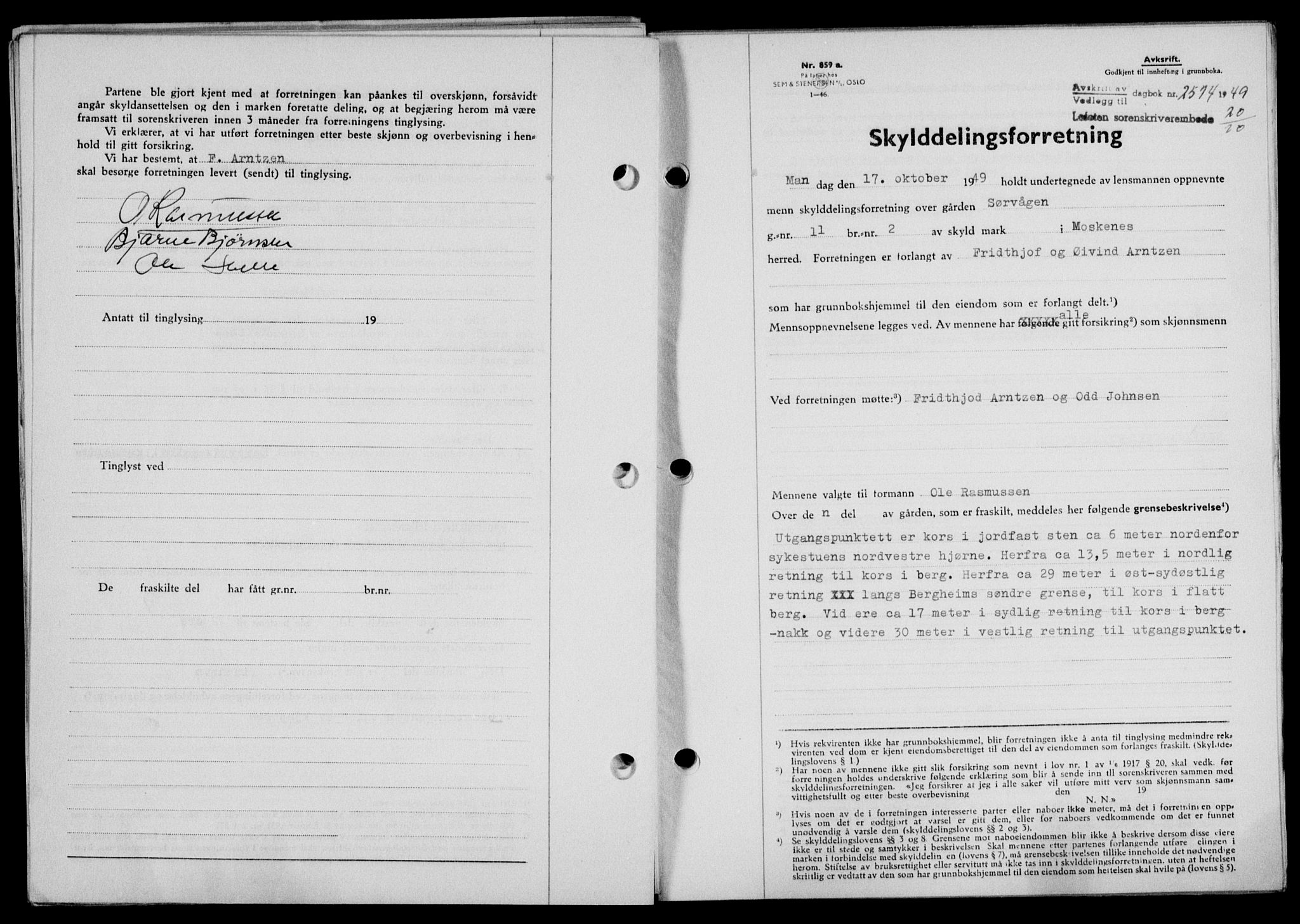 Lofoten sorenskriveri, SAT/A-0017/1/2/2C/L0022a: Mortgage book no. 22a, 1949-1950, Diary no: : 2514/1949