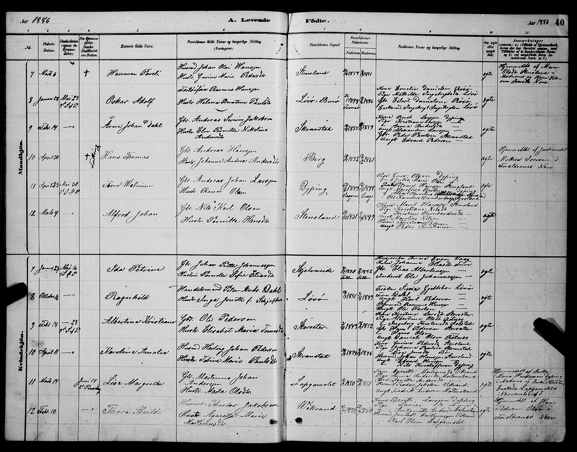 Ministerialprotokoller, klokkerbøker og fødselsregistre - Nordland, AV/SAT-A-1459/855/L0816: Parish register (copy) no. 855C05, 1879-1894, p. 40