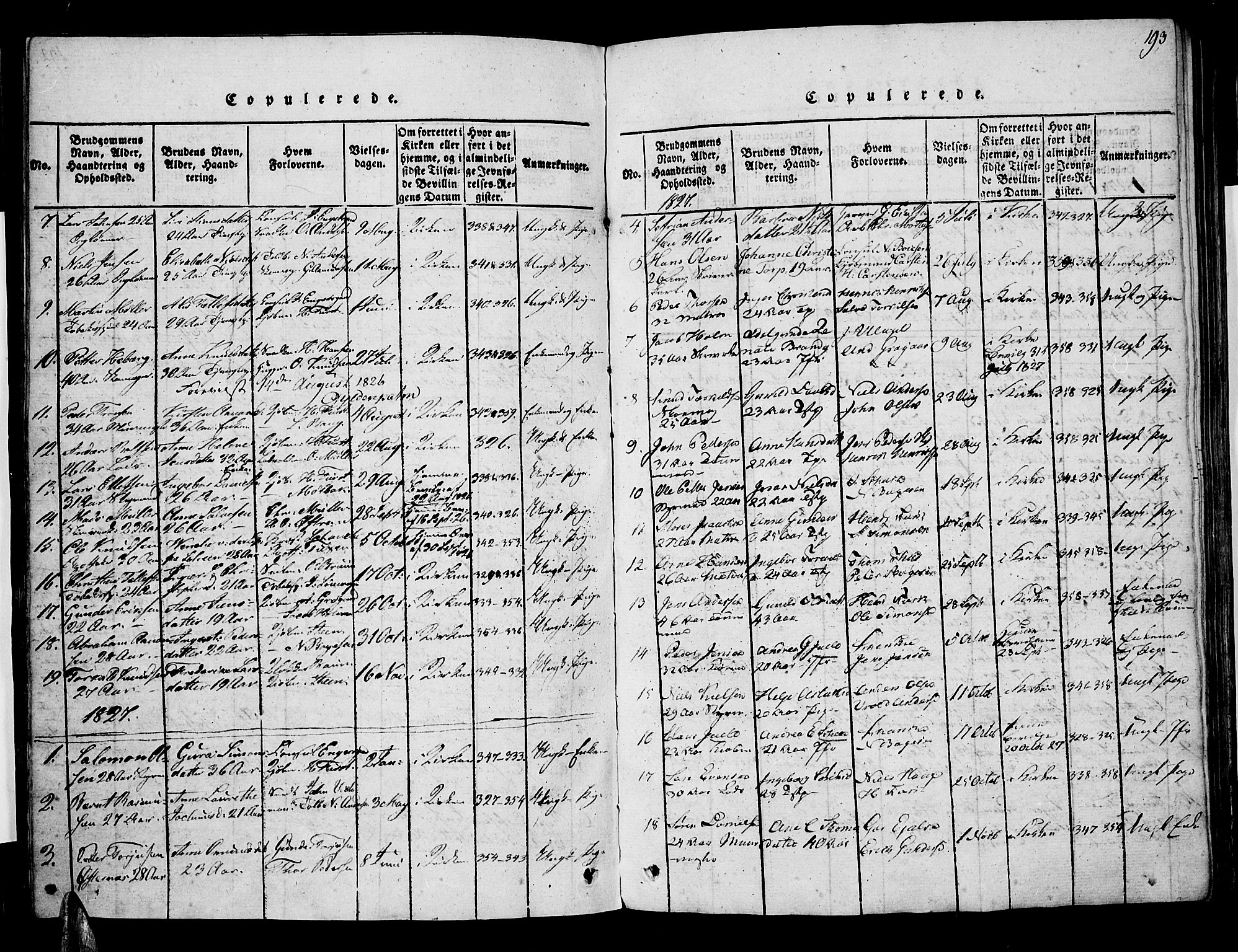 Risør sokneprestkontor, AV/SAK-1111-0035/F/Fa/L0002: Parish register (official) no. A 2, 1815-1839, p. 193