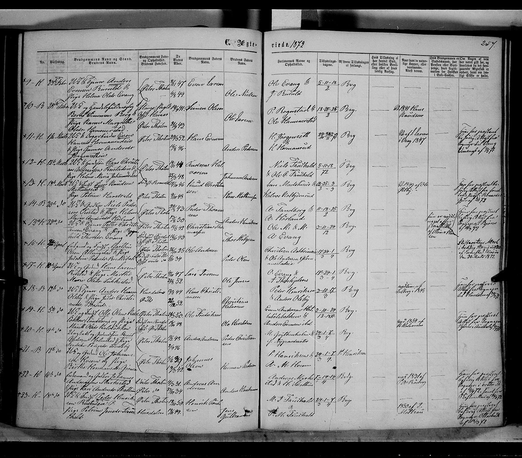 Østre Toten prestekontor, AV/SAH-PREST-104/H/Ha/Haa/L0005: Parish register (official) no. 5, 1866-1877, p. 257