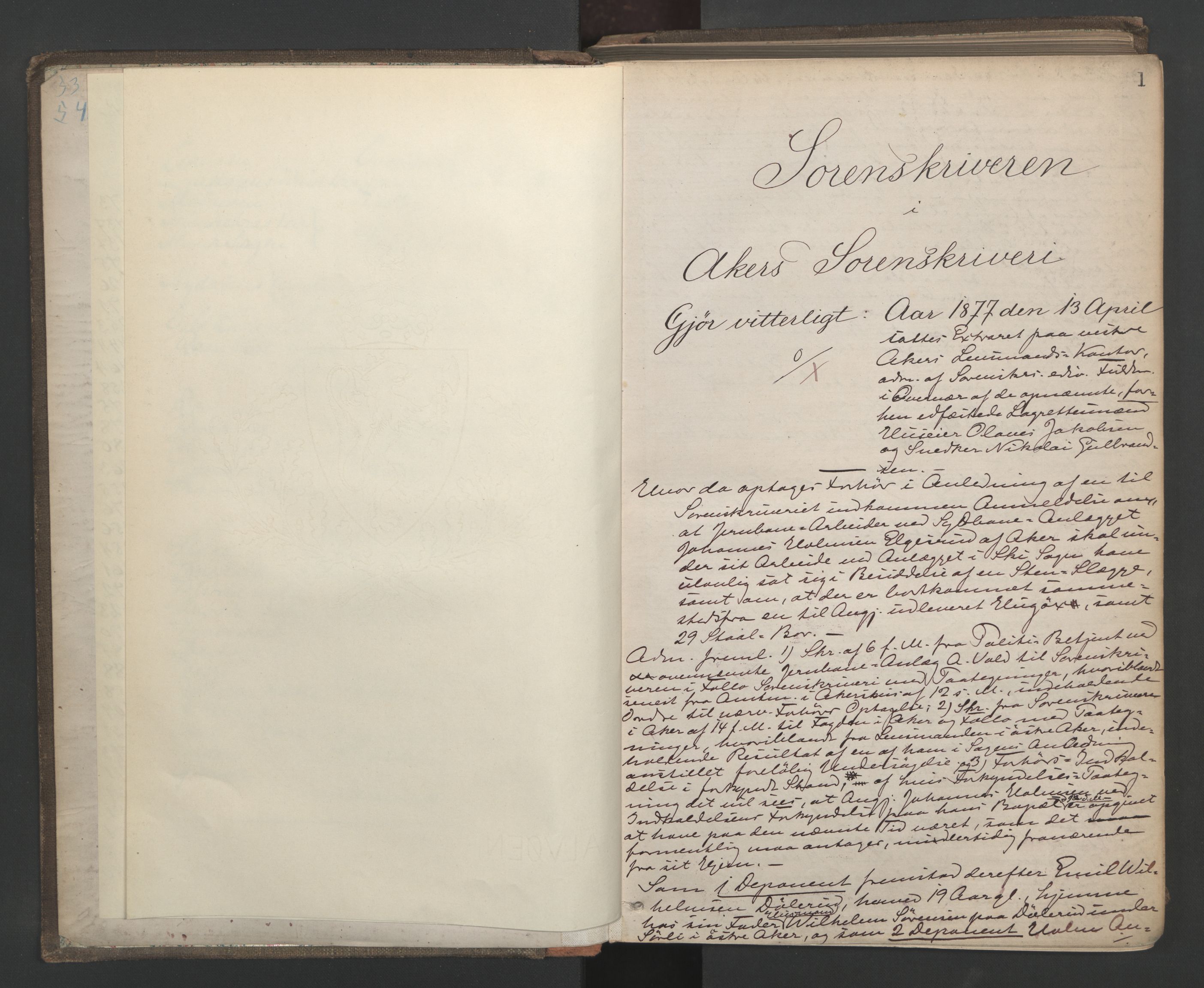 Aker sorenskriveri, AV/SAO-A-10895/F/Fc/Fcb/L0048: Ekstrarettsprotokoll, 1877-1881, p. 0-1