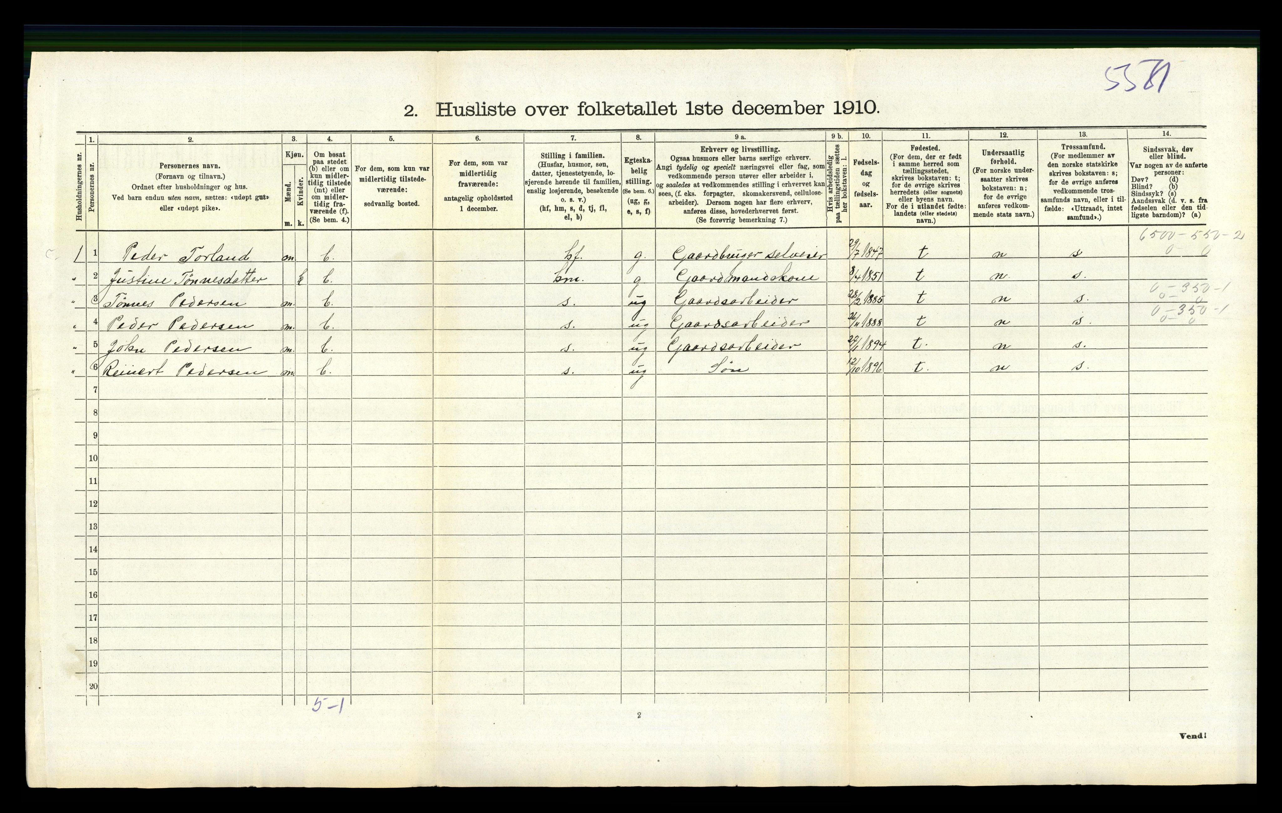 RA, 1910 census for Nærbø, 1910, p. 479