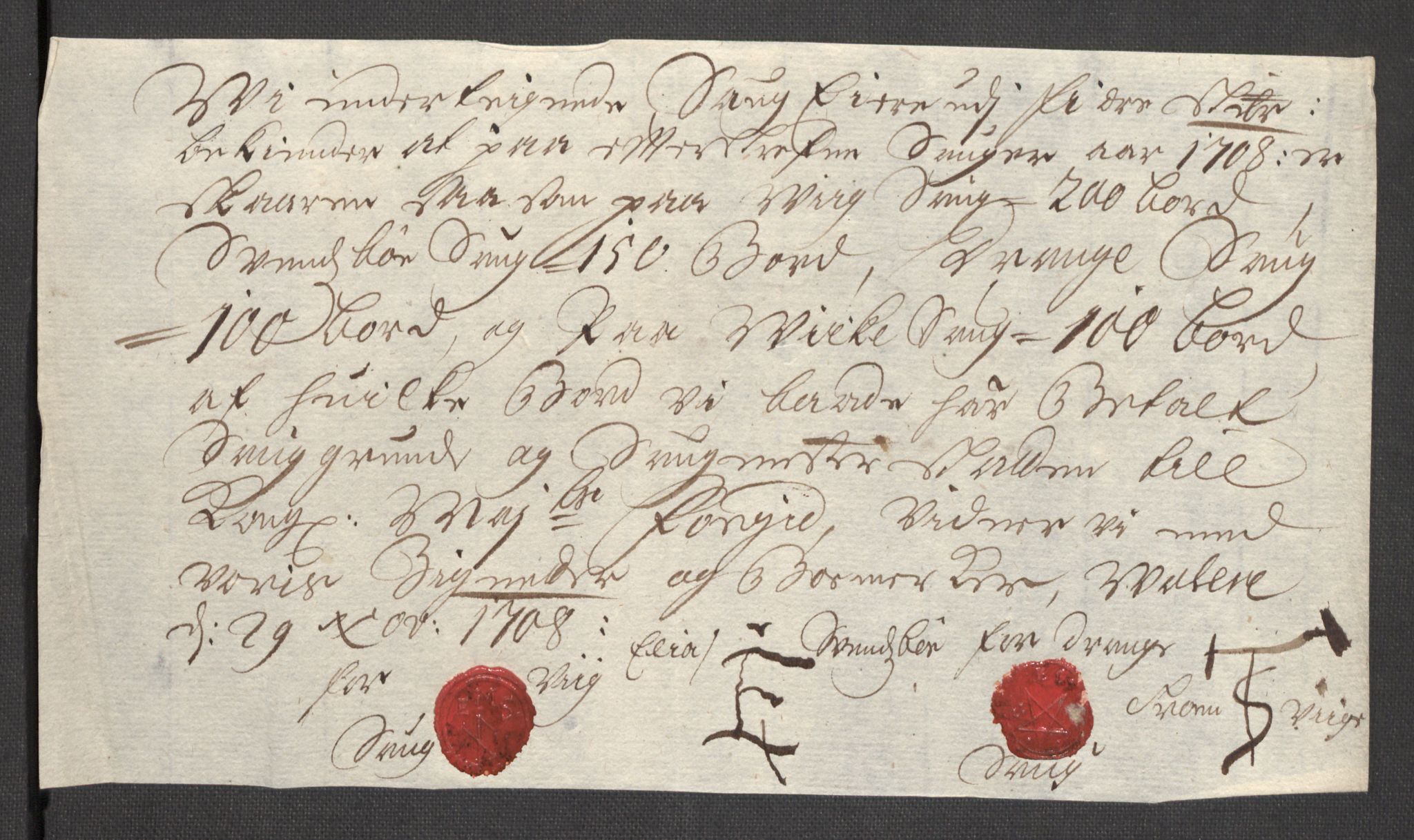 Rentekammeret inntil 1814, Reviderte regnskaper, Fogderegnskap, AV/RA-EA-4092/R48/L2985: Fogderegnskap Sunnhordland og Hardanger, 1708, p. 170