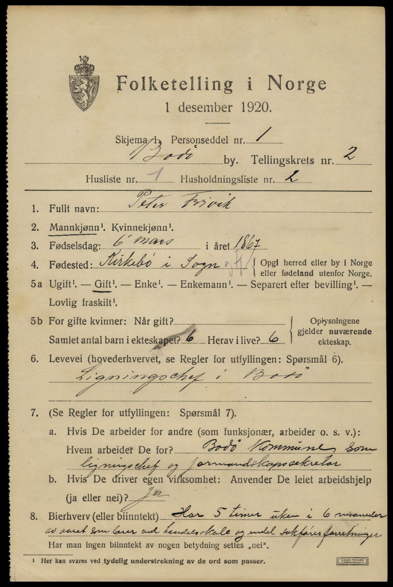 SAT, 1920 census for Bodø, 1920, p. 3887