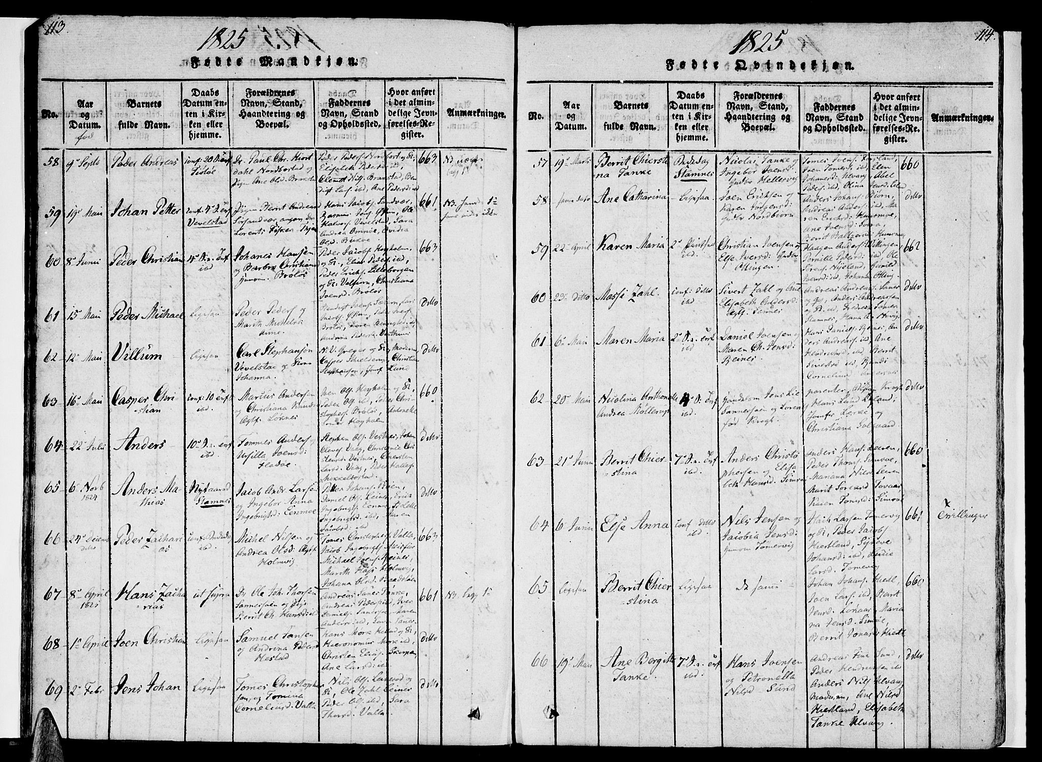 Ministerialprotokoller, klokkerbøker og fødselsregistre - Nordland, SAT/A-1459/830/L0445: Parish register (official) no. 830A09, 1820-1830, p. 113-114
