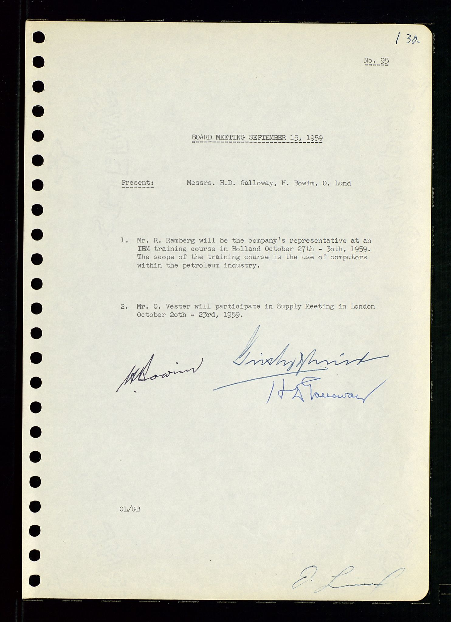 Pa 0982 - Esso Norge A/S, AV/SAST-A-100448/A/Aa/L0001/0001: Den administrerende direksjon Board minutes (styrereferater) / Den administrerende direksjon Board minutes (styrereferater), 1958-1959, p. 130