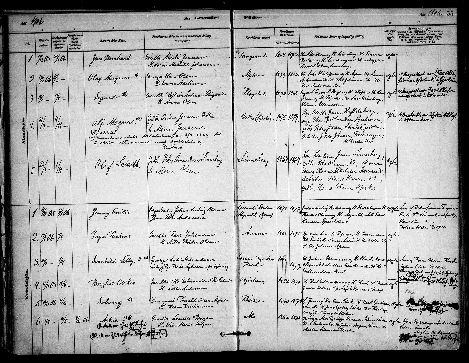 Sørum prestekontor Kirkebøker, SAO/A-10303/F/Fb/L0001: Parish register (official) no. II 1, 1878-1915, p. 55