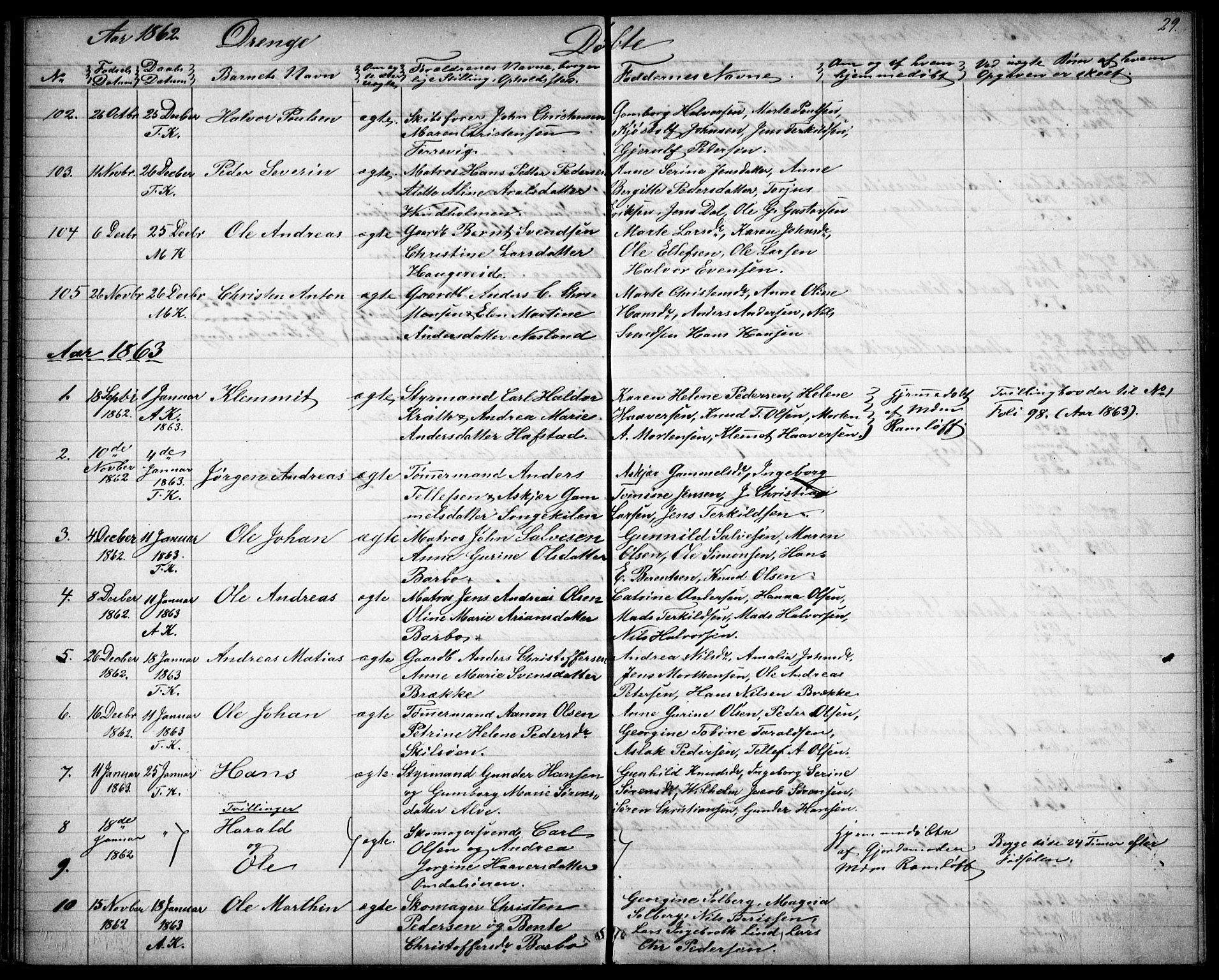 Tromøy sokneprestkontor, SAK/1111-0041/F/Fb/L0003: Parish register (copy) no. B 3, 1859-1868, p. 29