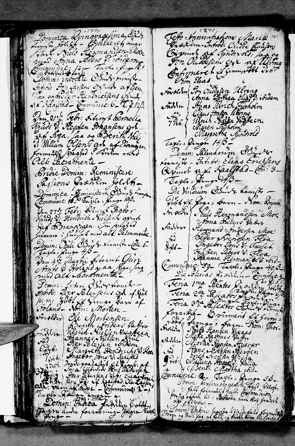 Ministerialprotokoller, klokkerbøker og fødselsregistre - Nordland, SAT/A-1459/816/L0237: Parish register (official) no. 816A03, 1757-1776, p. 141-142