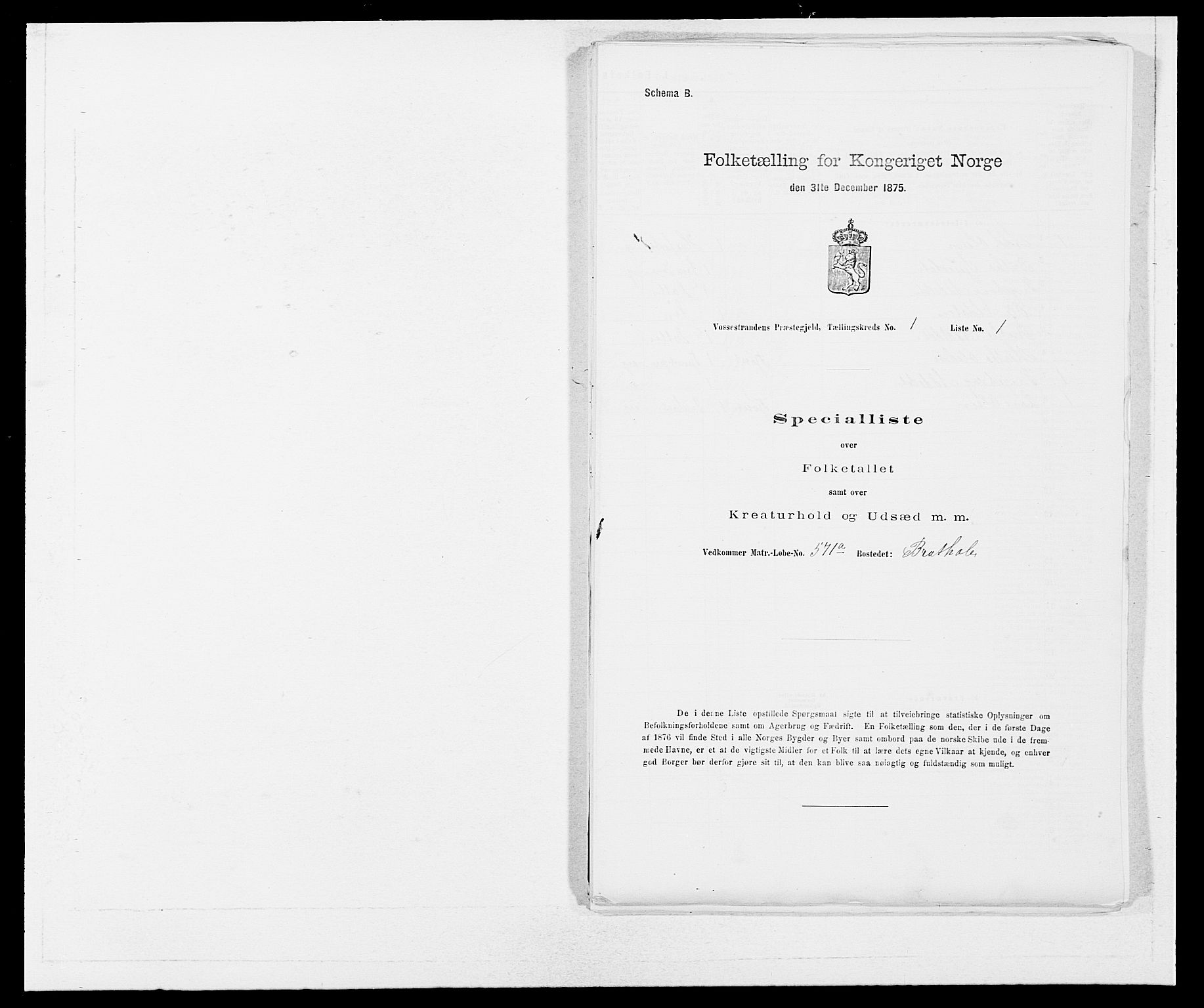 SAB, 1875 census for 1236P Vossestrand, 1875, p. 21