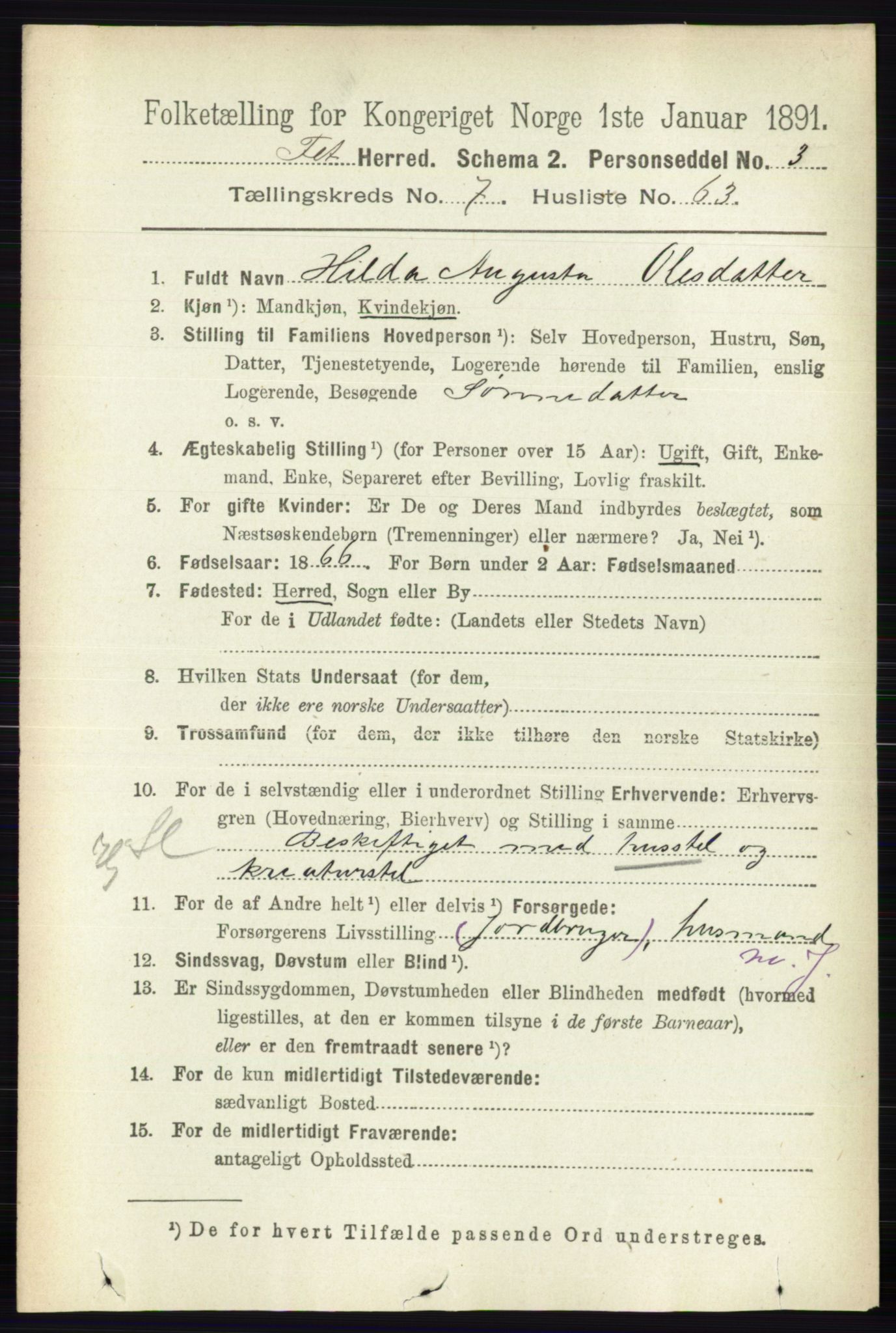 RA, 1891 census for 0227 Fet, 1891, p. 2811