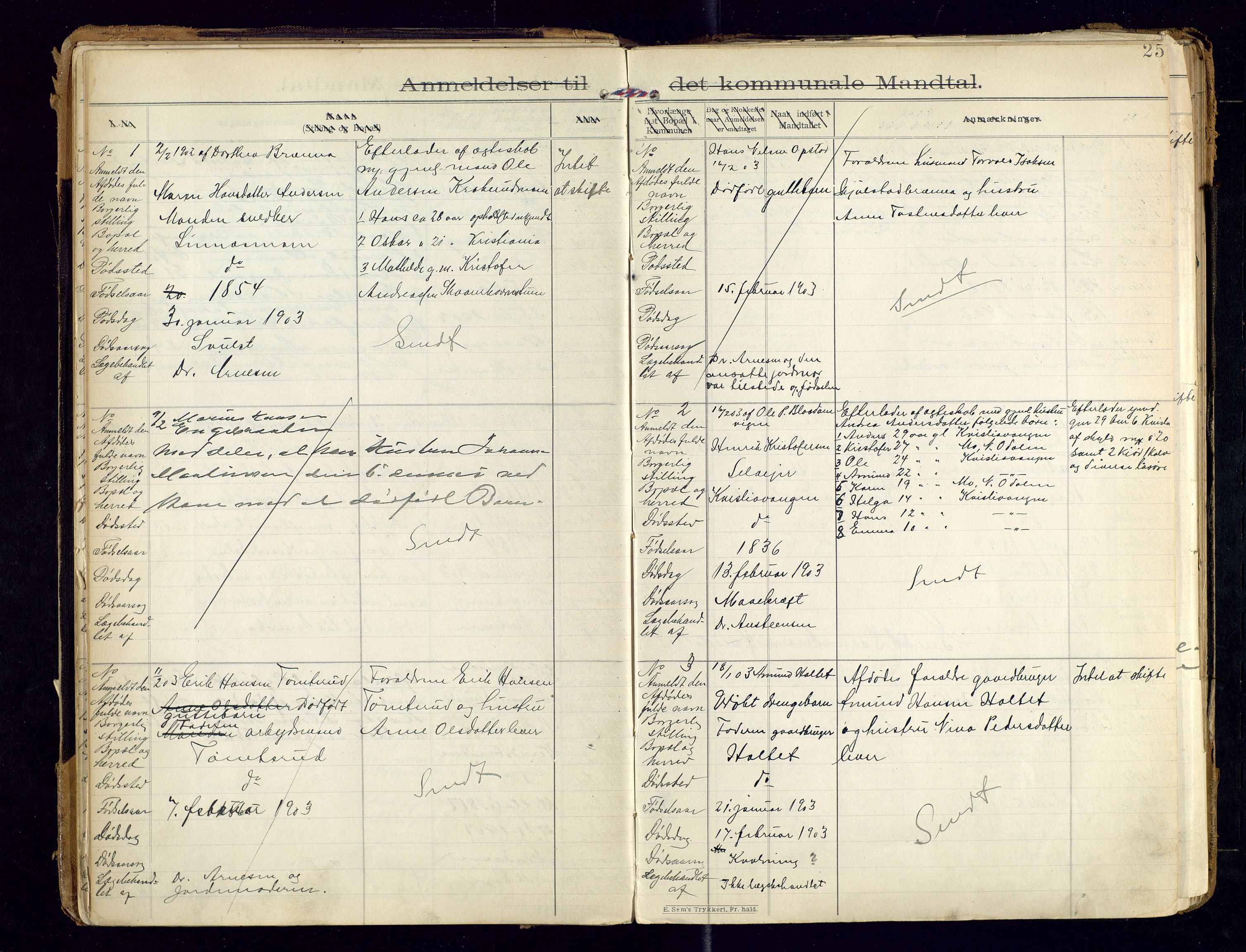 Sør-Odal lensmannskontor, AV/SAH-LHS-022/H/Hb/L0001/0002: Protokoller over anmeldte dødsfall / Protokoll over anmeldte dødsfall, 1901-1913, p. 25