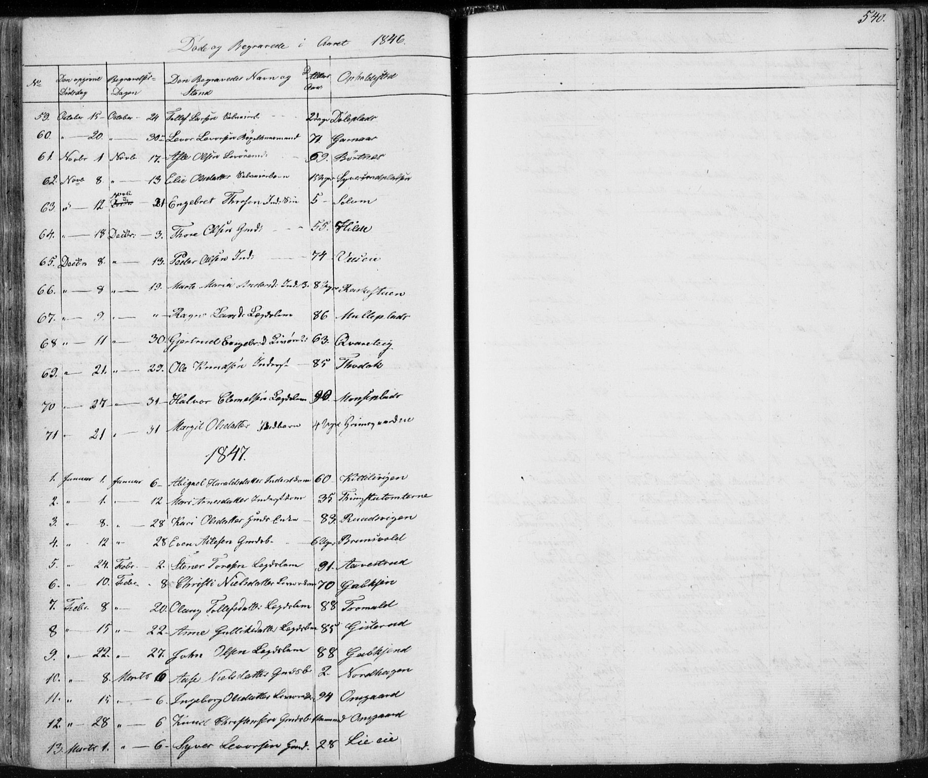 Nes kirkebøker, AV/SAKO-A-236/F/Fa/L0009: Parish register (official) no. 9, 1834-1863, p. 540