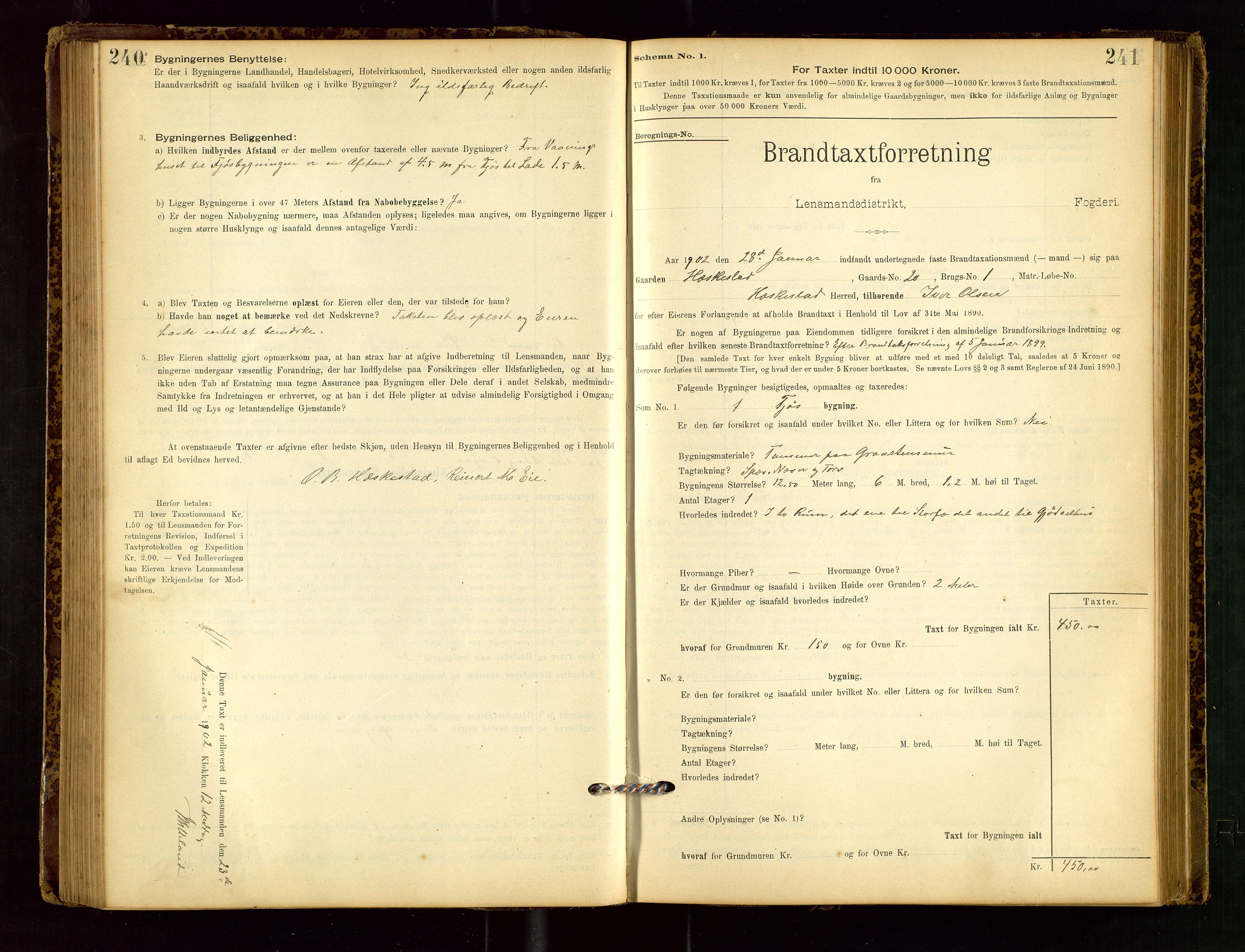 Heskestad lensmannskontor, SAST/A-100304/Gob/L0001: "Brandtaxationsprotokol", 1894-1915, p. 240-241