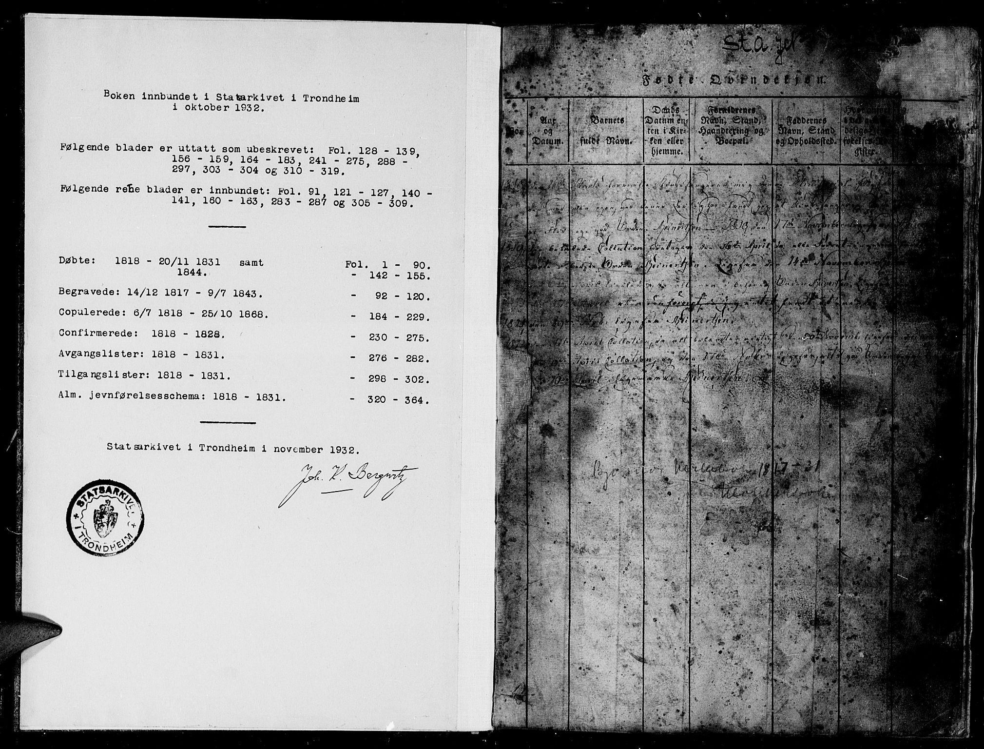 Ministerialprotokoller, klokkerbøker og fødselsregistre - Sør-Trøndelag, AV/SAT-A-1456/657/L0714: Parish register (copy) no. 657C01, 1818-1868