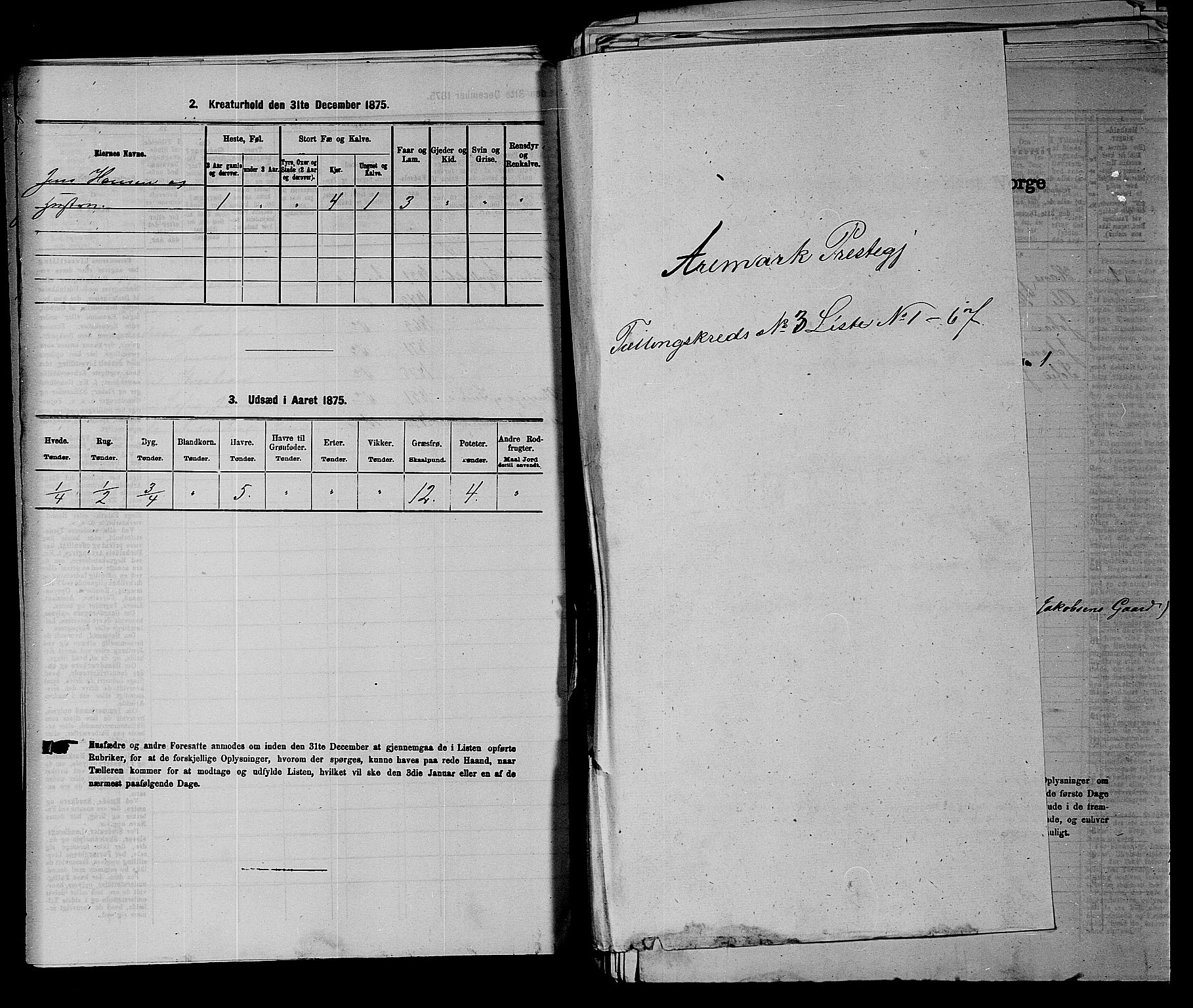 RA, 1875 census for 0118P Aremark, 1875, p. 381