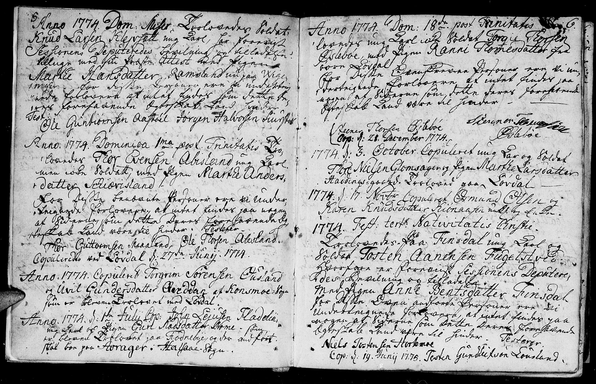 Holum sokneprestkontor, AV/SAK-1111-0022/F/Fa/Fac/L0001: Parish register (official) no. A 1, 1773-1820, p. 5-6