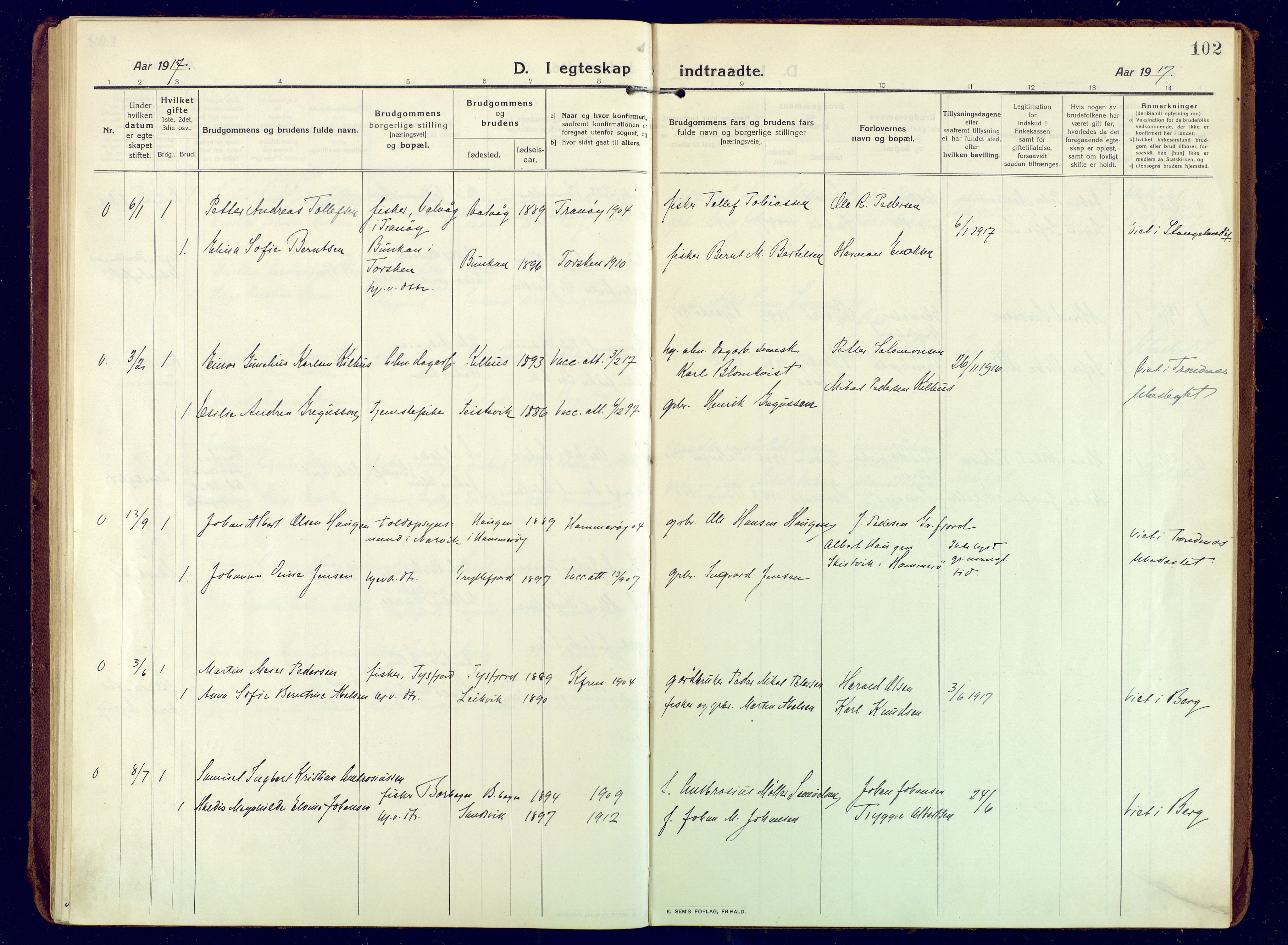 Berg sokneprestkontor, SATØ/S-1318/G/Ga/Gaa: Parish register (official) no. 10, 1916-1928, p. 102
